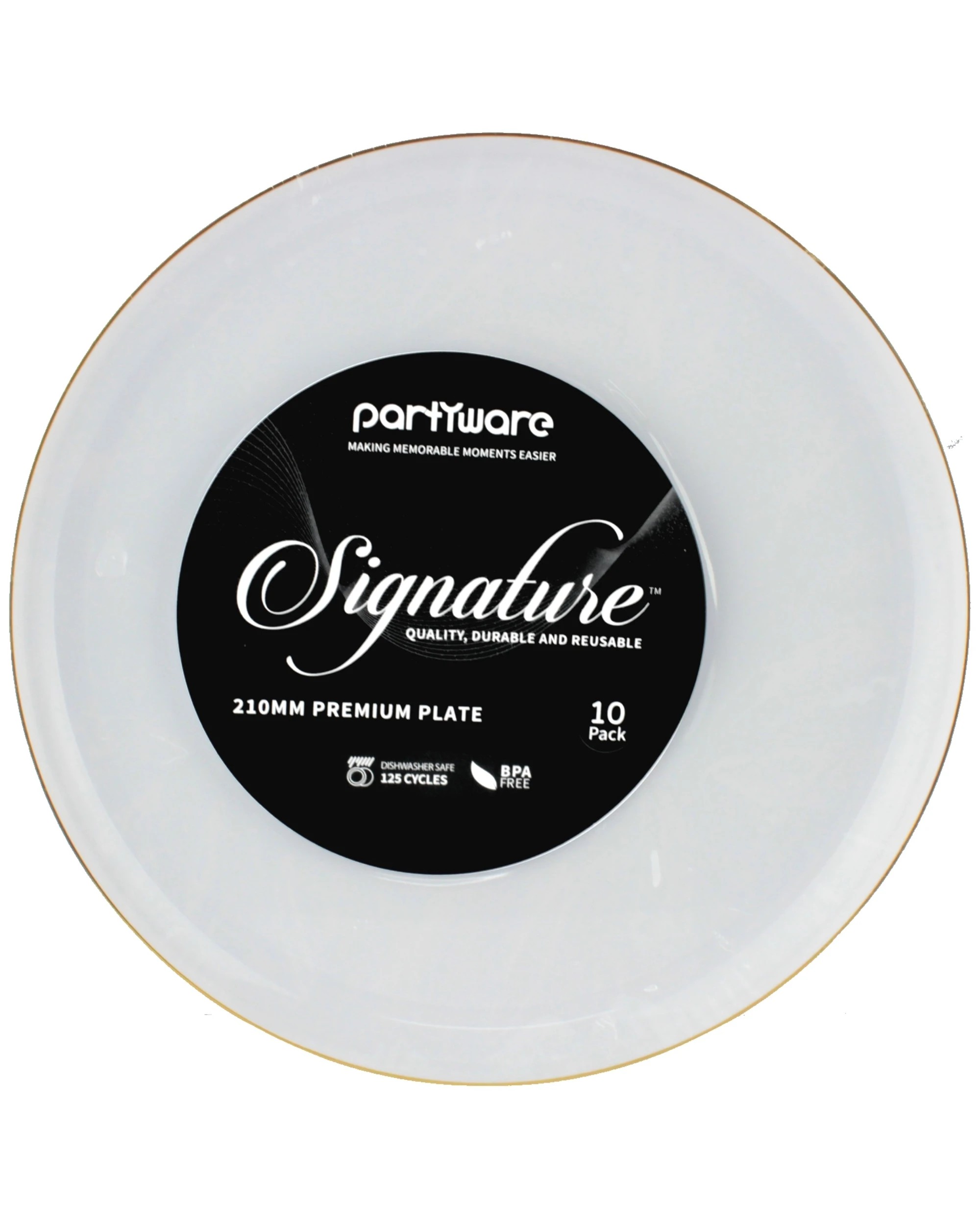 2 Partyware White With Gold Trim Plastic Plates 21cm Pack of 10 - White, Gold, 2 of 2