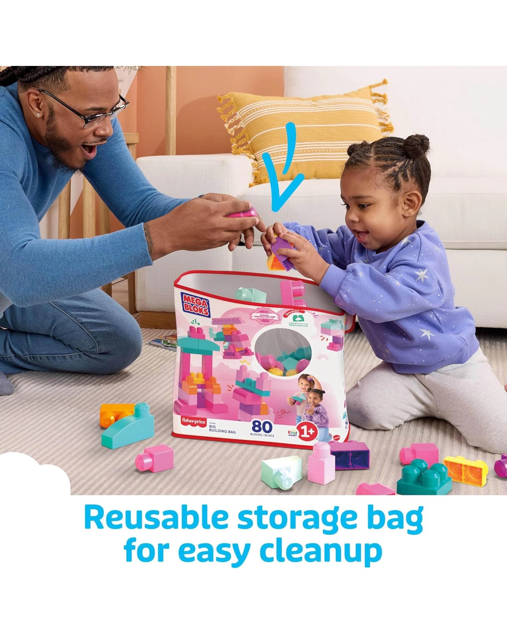 4 Mega Bloks 80 Blocks Big Building Bag - Multi, 4 of 6