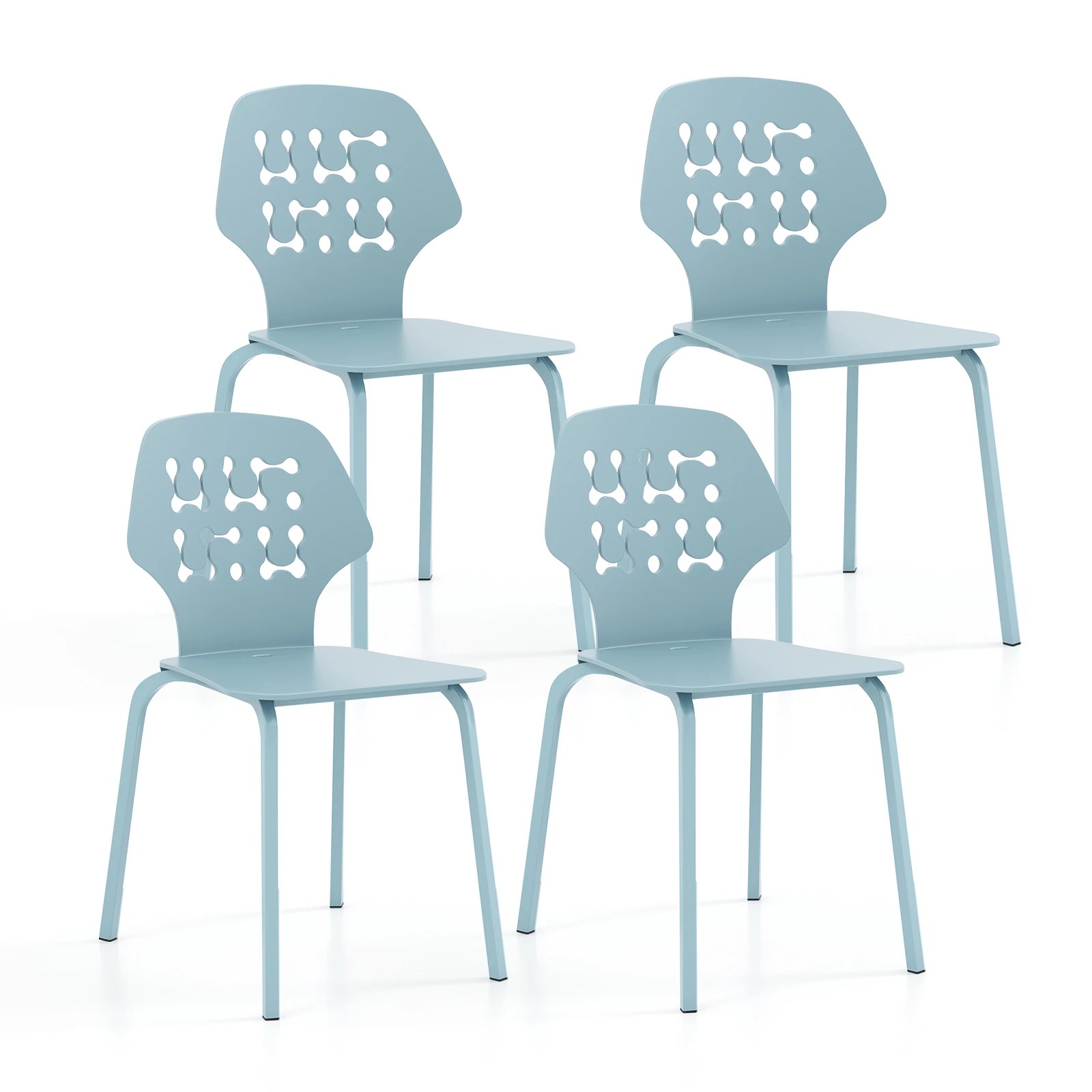 1 Costway 4x Metal Dining Chairs Kitchen Guest Chair w/Metal Legs, 1 of 4