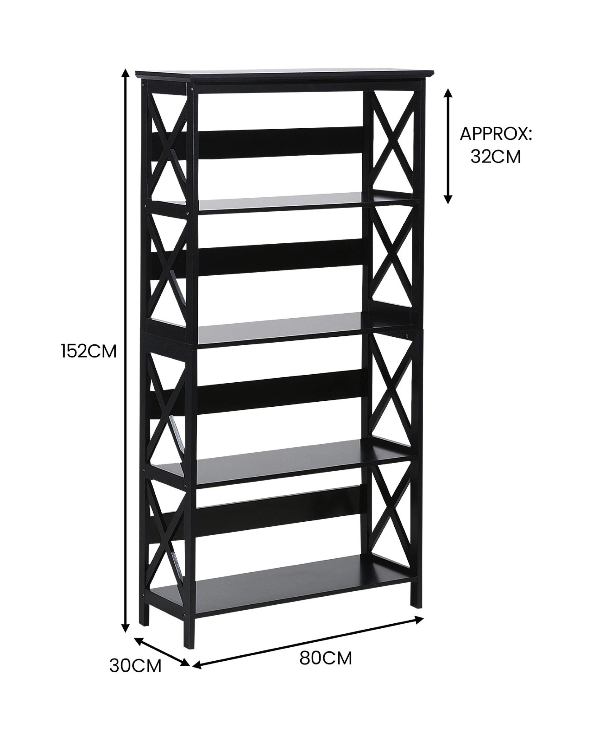 2 Sarantino Daphne 5-tier Cross Panel Bookshelf, 2 of 5