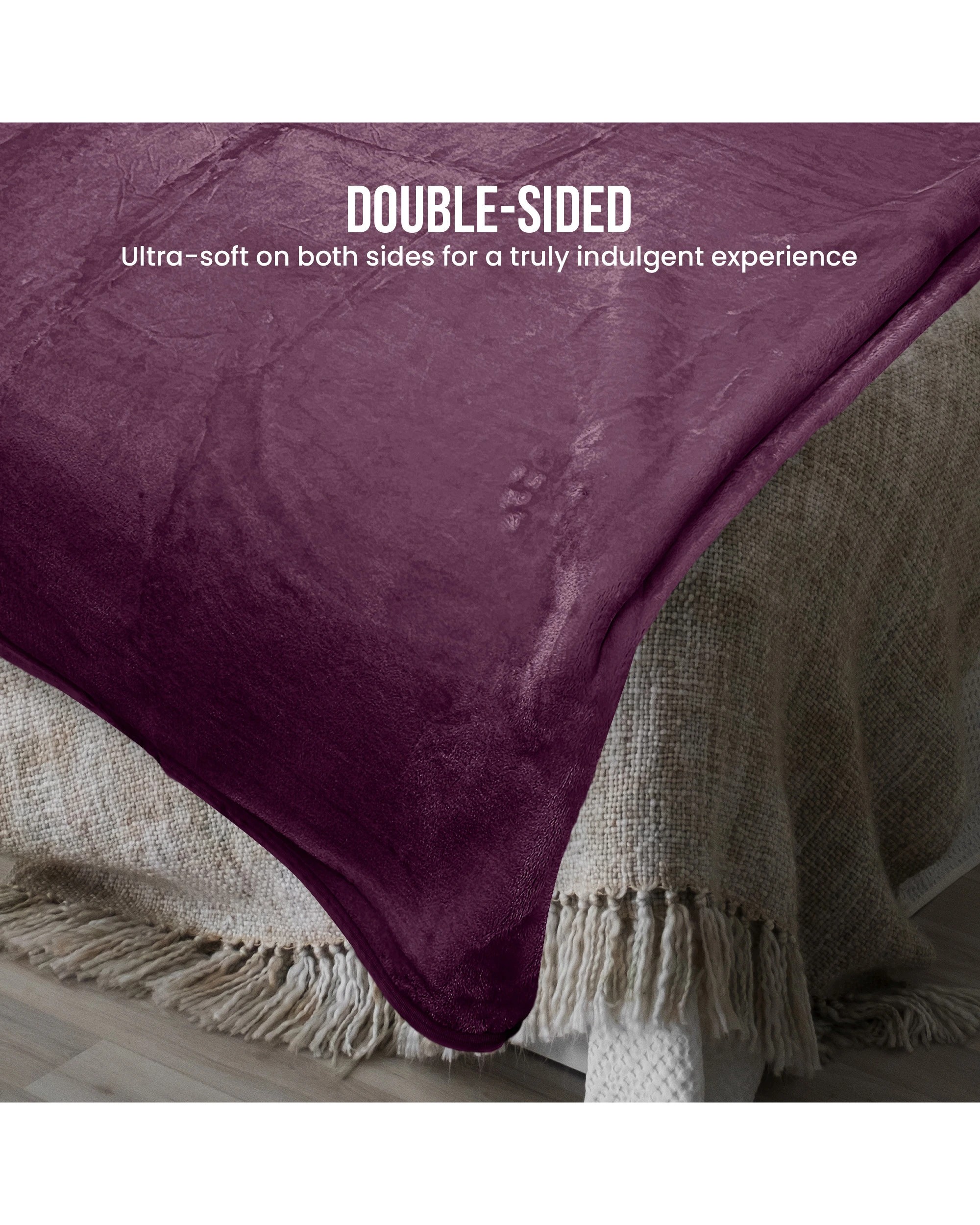 8 Laura Hill 3m X 3m Xl Faux Mink Blanket Double-sided Soft Plush Bed Oversized Throw Rug Purple
 - Super King Bed, 8 of 10