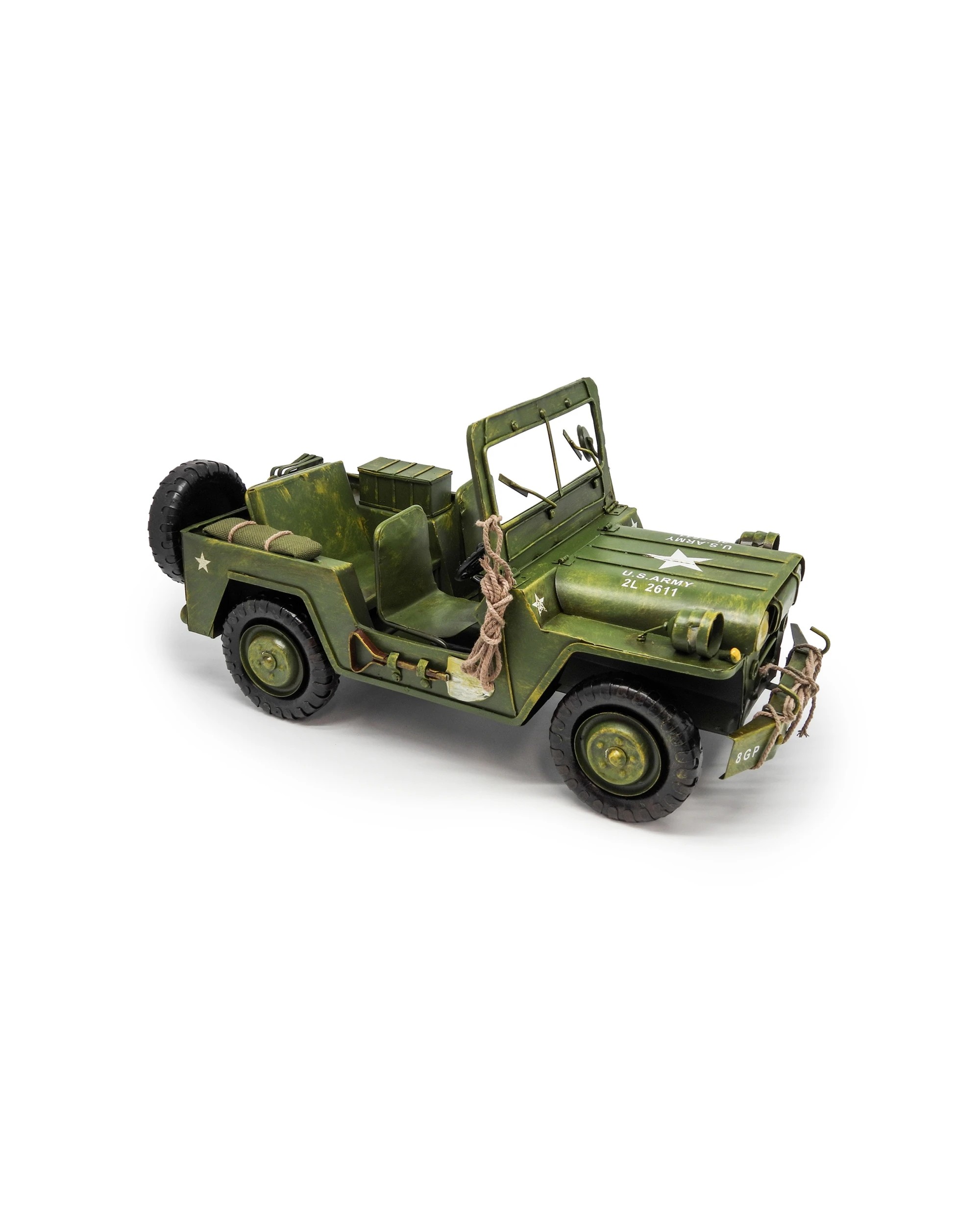 1 Boyle Metal Ornament Figurine Army Jeep Truck 38x18cm - Green, 1 of 6