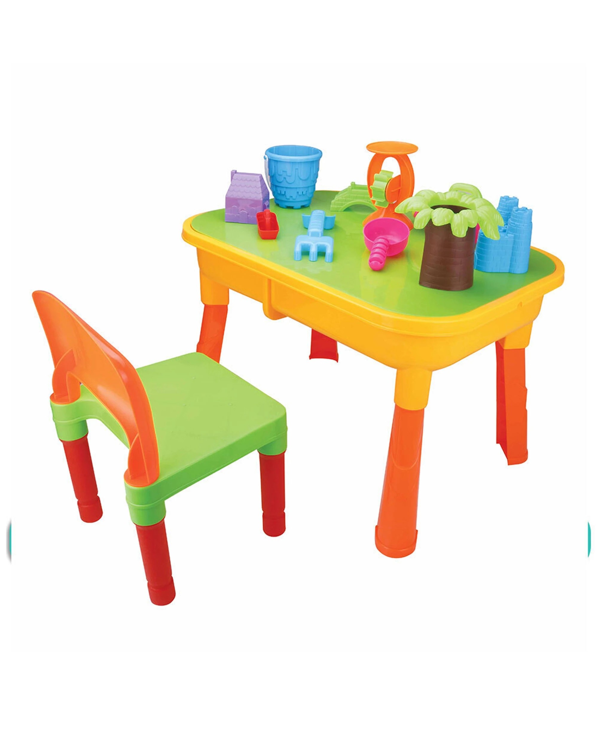 1 Lenoxx Kids Water And Sand Play Table With Chair And Accessories - Outdoor Toy - Yellow, 1 of 3