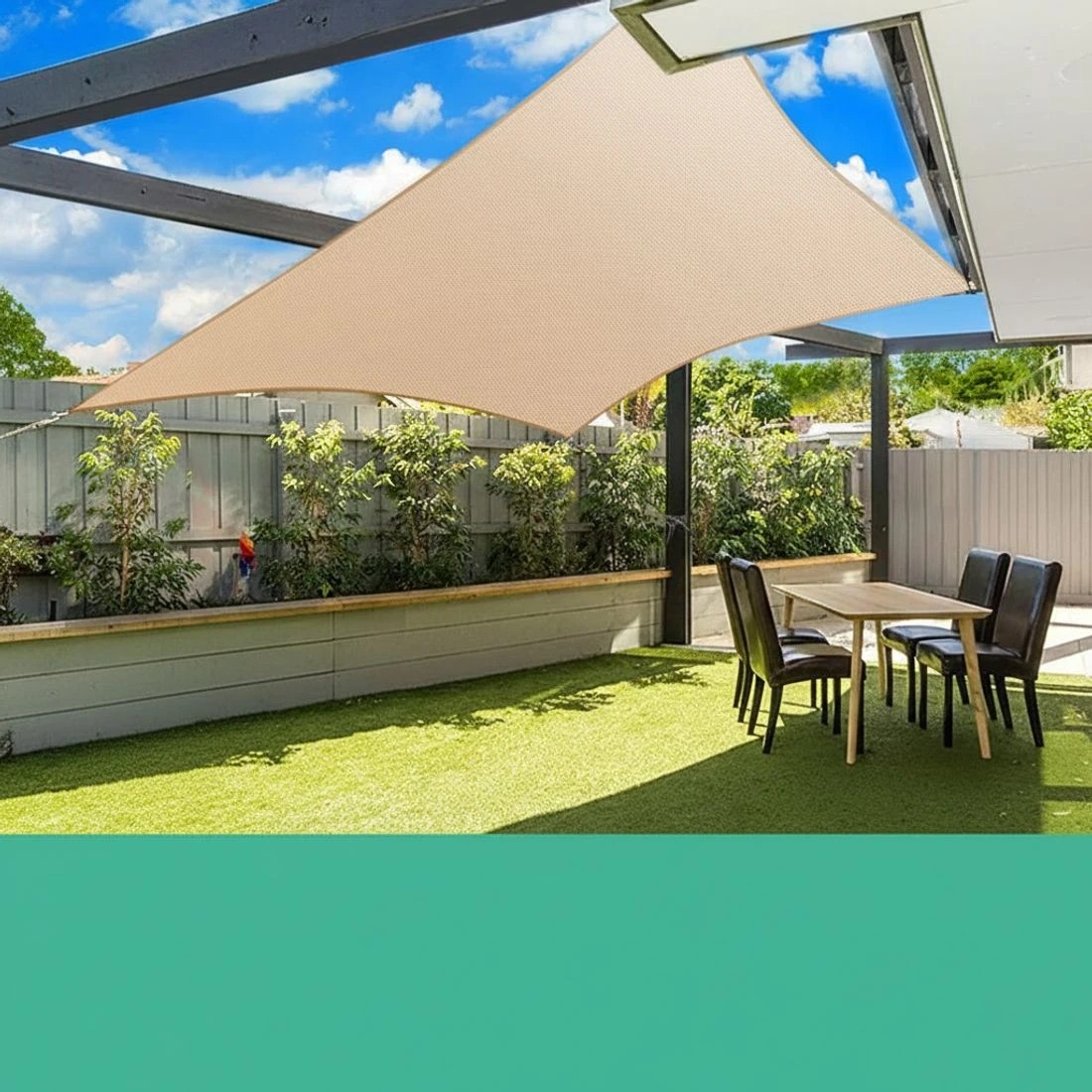 4 Instahut Waterproof Shade Sail 3x4m Rectangle Sand 95% Shade Cloth - Beige, 4 of 5