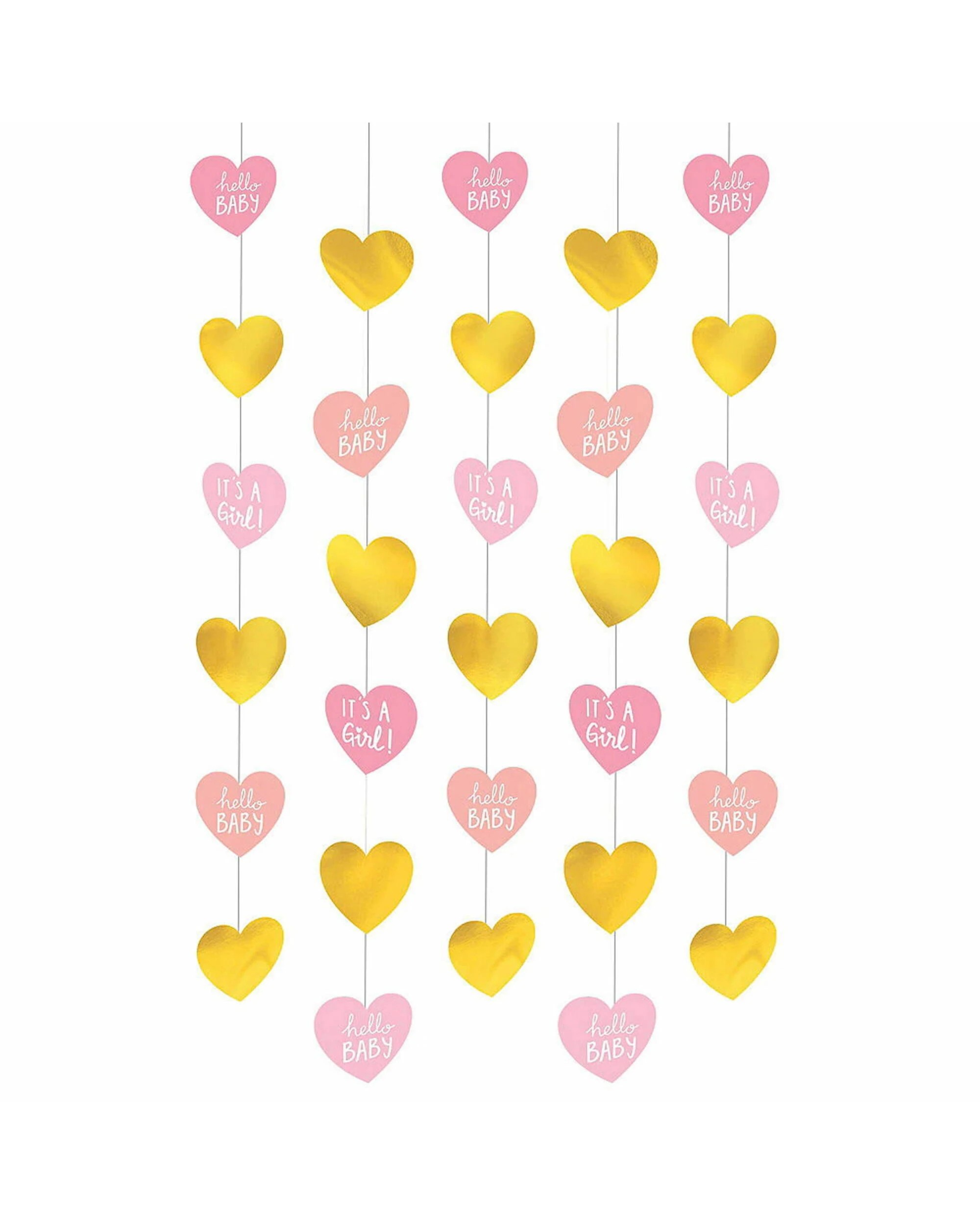 1 Anagram Baby Shower Girl String Decorations Pack of 6 - Pink, 1 of 1