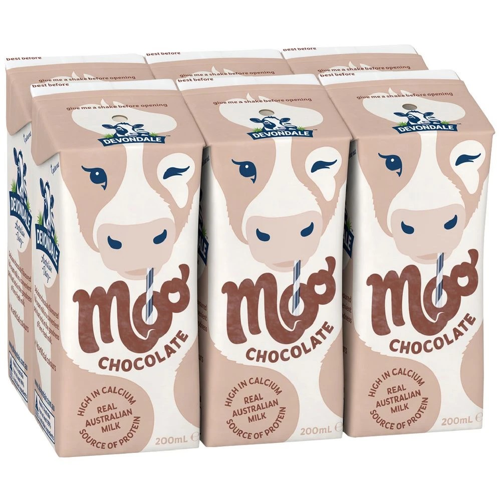 1 Devondale UHT Moo Chocolate Milk 200mL 6 Pack, 1 of 2