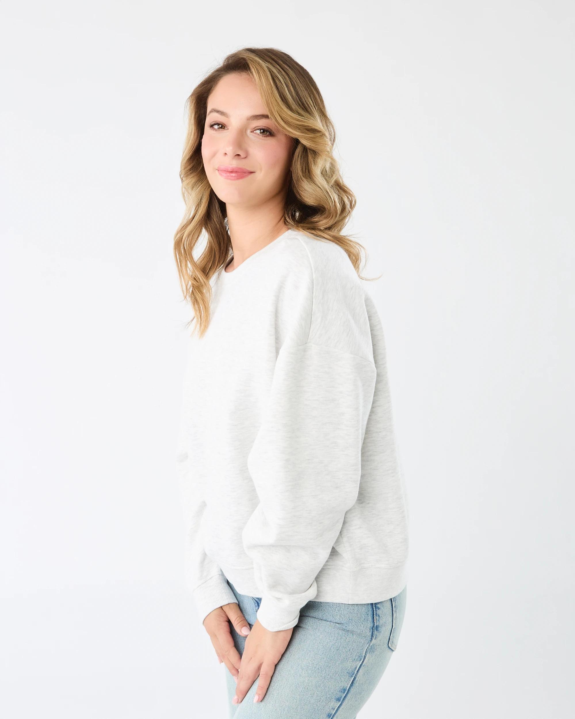 2 Oversized Crew Neck Sweatshirt Wht Marle, 2 of 5