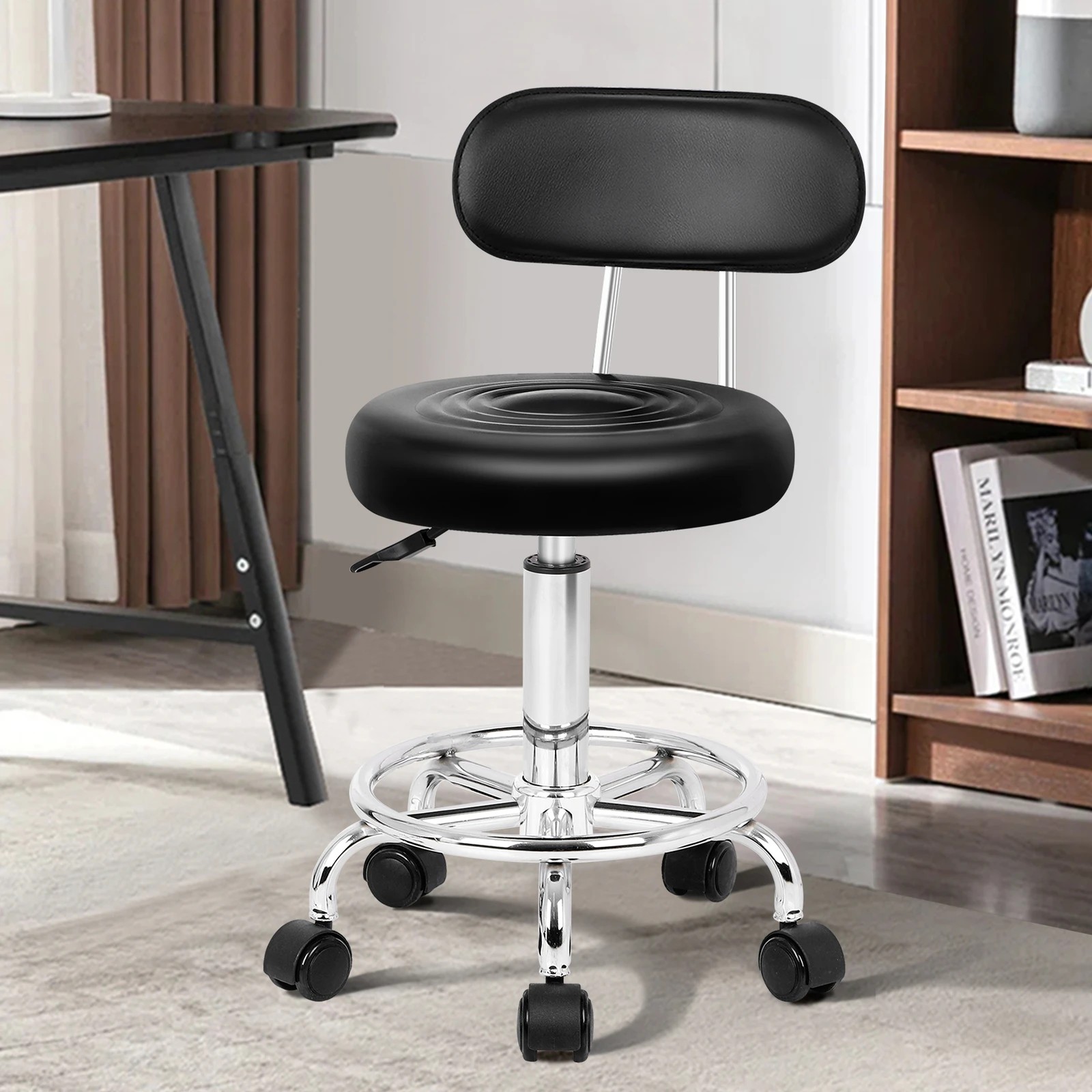 2 Alfordson 2x Salon Stool Backrest Swivel Barber Hair Dress Chair Declan - Black, 2 of 10