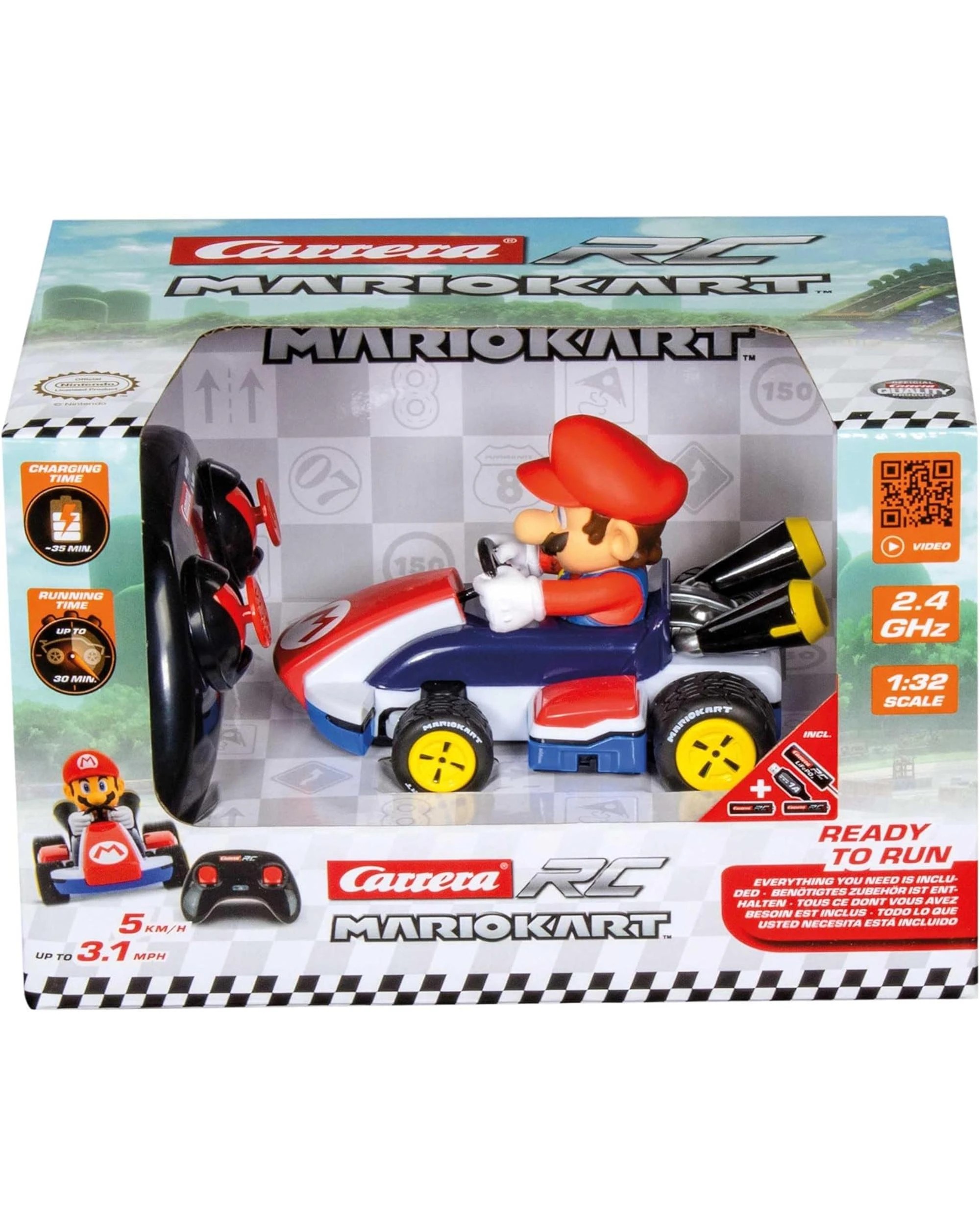 1 Carrera RC Full Function 2.4GHz 1:32 Mariokart Mario Race Kart, 1 of 7