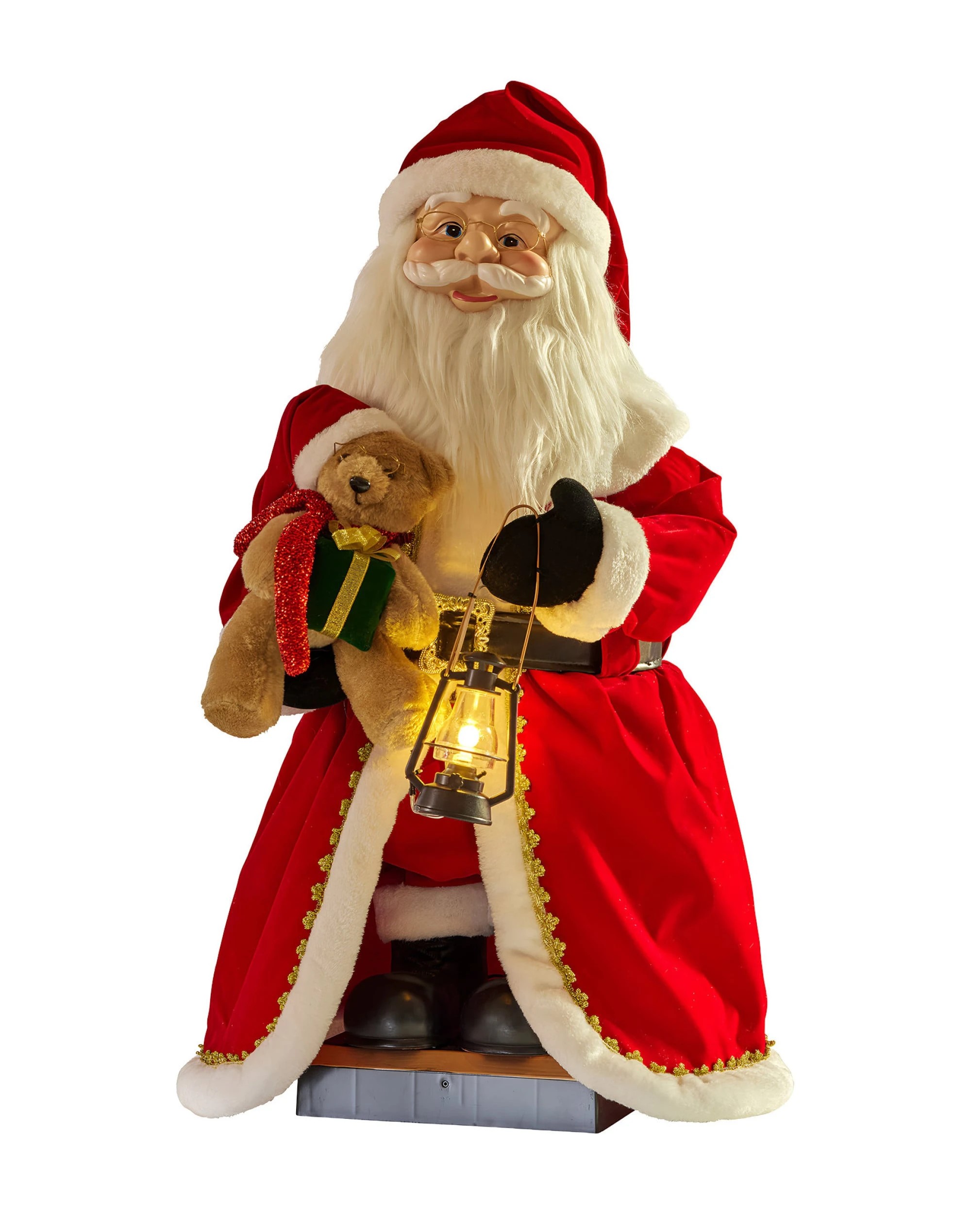 1 Christabelle 1.1m Musical LED Animated Christmas Santa Claus Glowing Lantern Ornament Decoration, 1 of 3