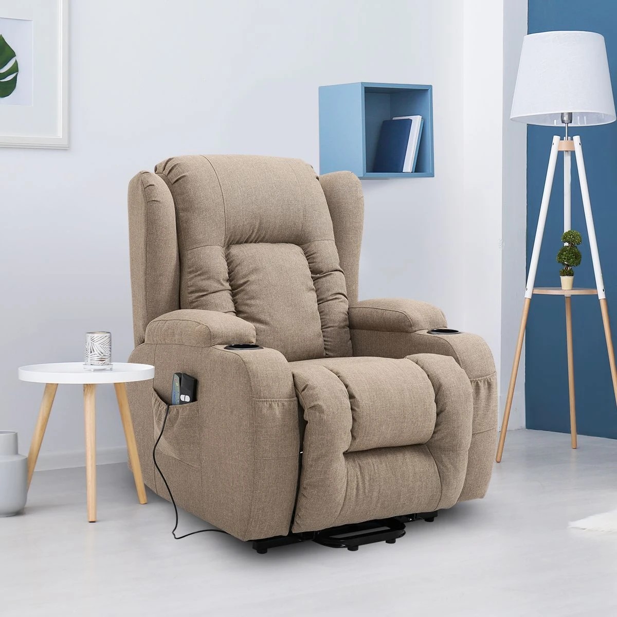 2 LUXDREAM Electric Massage Chair Linen Fabric Recliner, 2 of 4