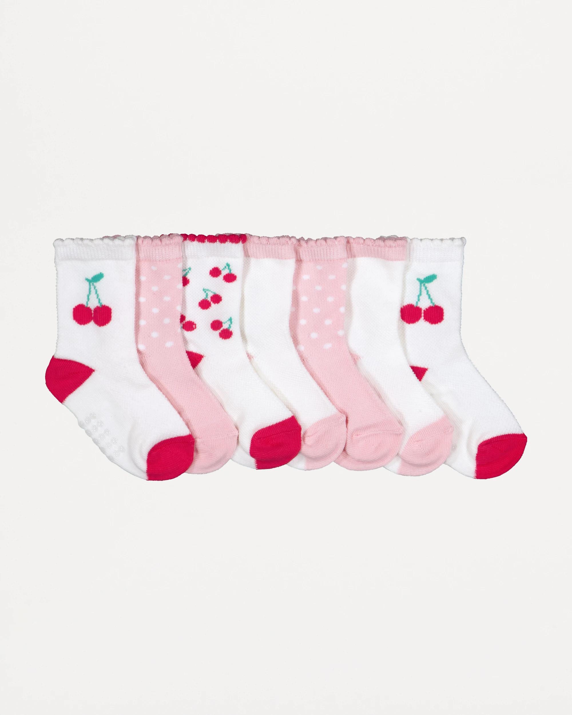 2 7 Pack Summer Crew Socks Cherry, 2 of 3