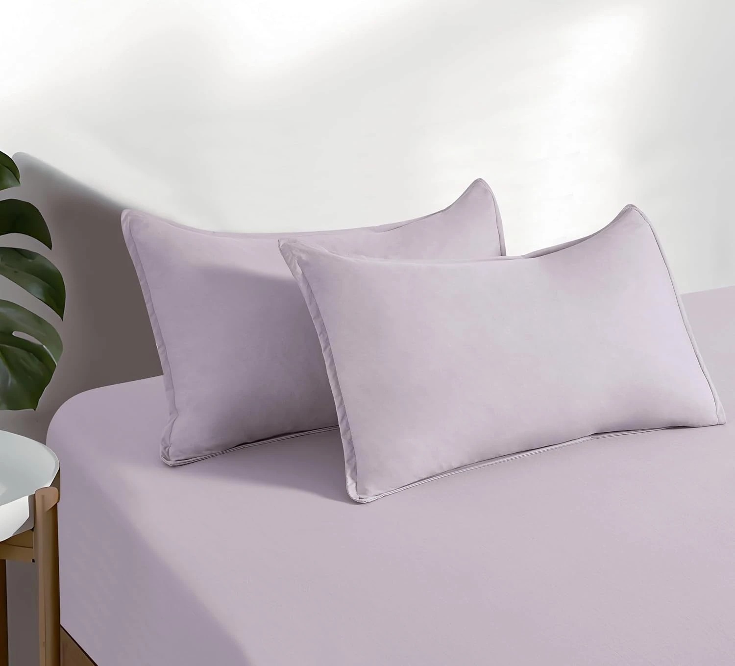 4 CleverPolly 100% Vintage Washed Microfibre Fitted Sheet Set - Lilac - Queen Bed, 4 of 5