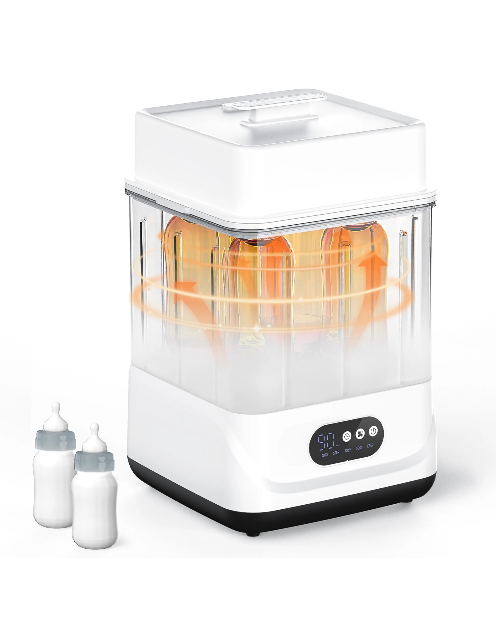 5 Advwin Baby Bottle Steam Sterilizer and Dryer 9Pcs Large Capacity LED Touch Panel - White, 5 of 6