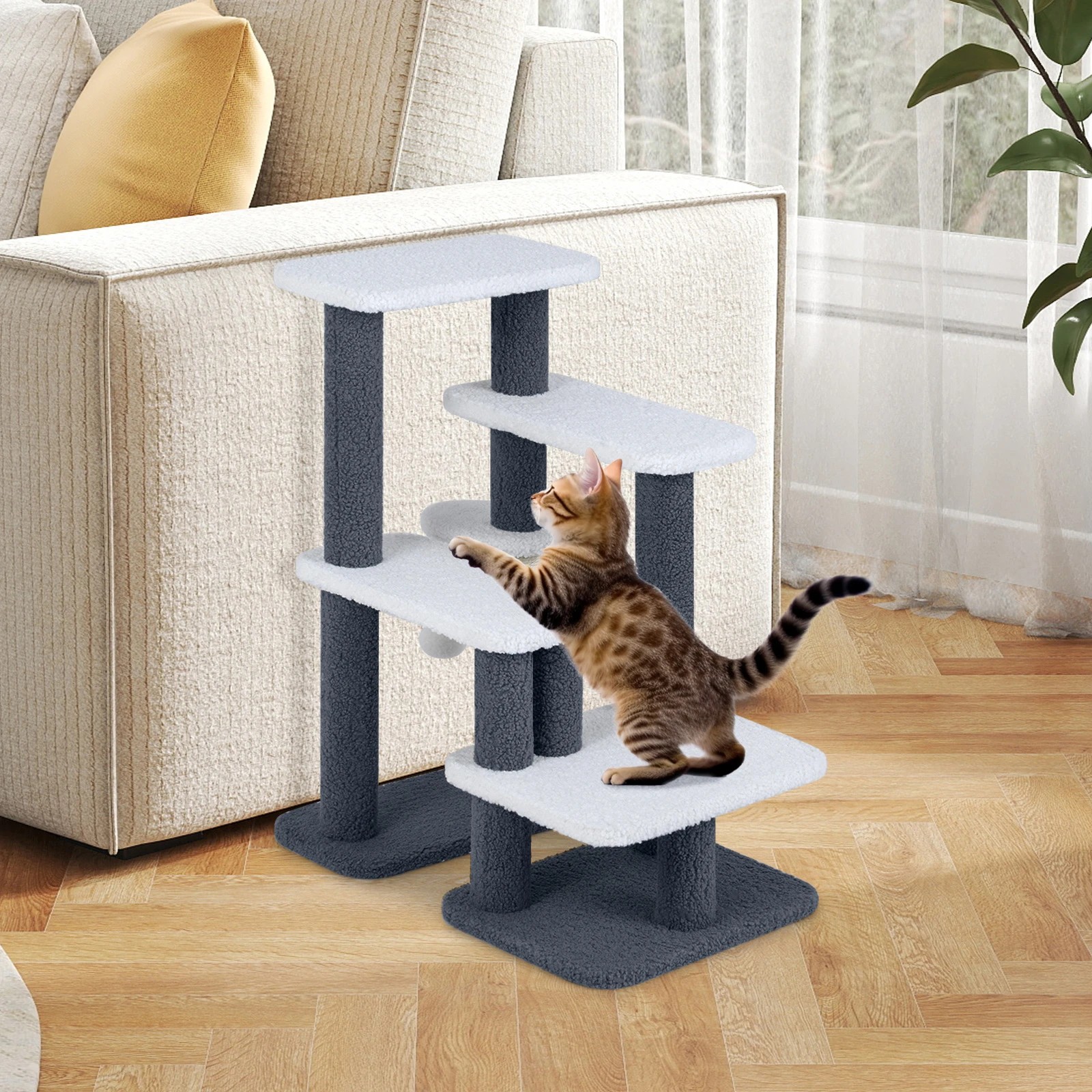 5 Costway Cat Tree Tower Pet Step w/Sisal Scratching Post Pet Climbing Furniture, 5 of 6