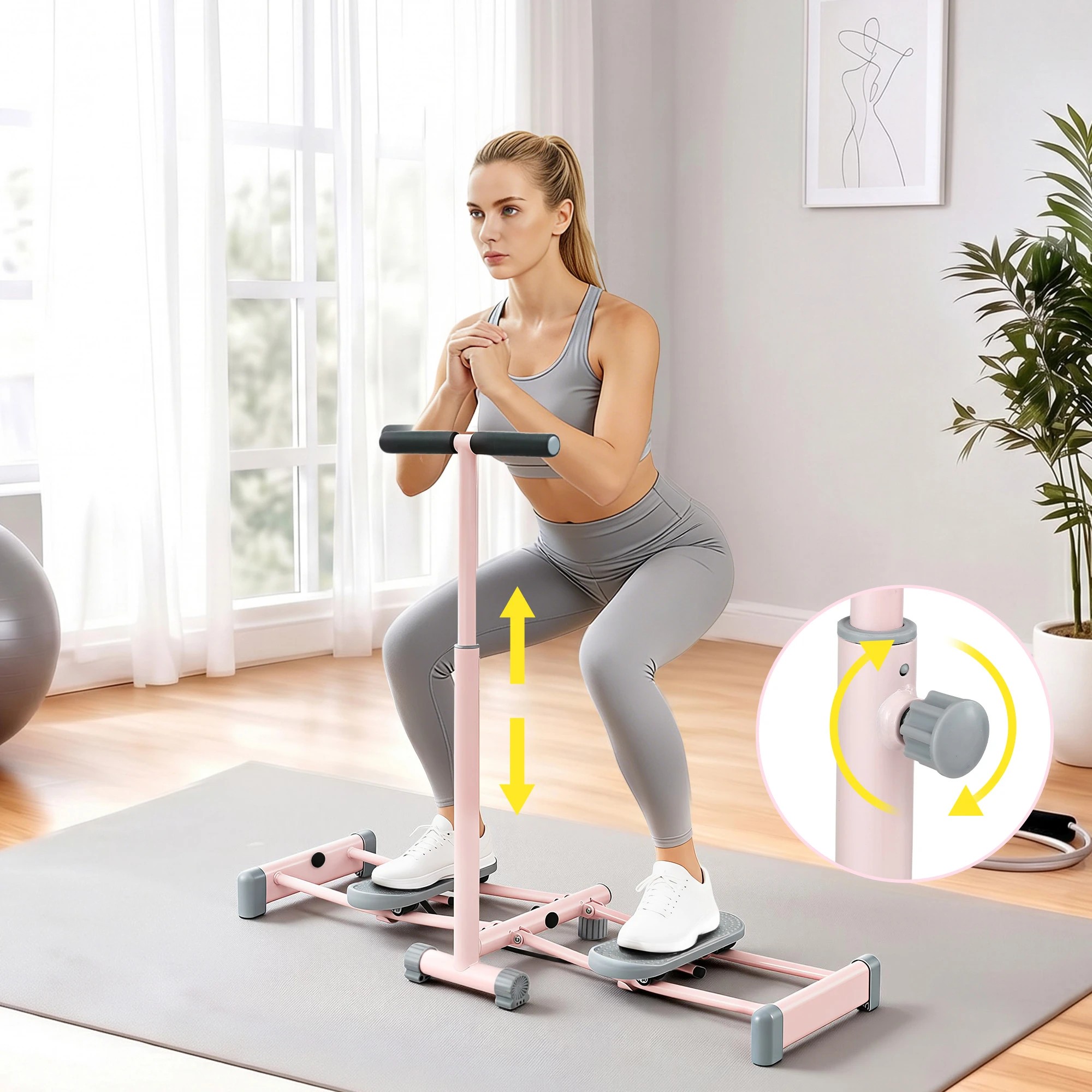 5 Everfit Foldable Ski Exercise Machine Leg Thigh Trainer Home Fitness Cardio - Pink, 5 of 9