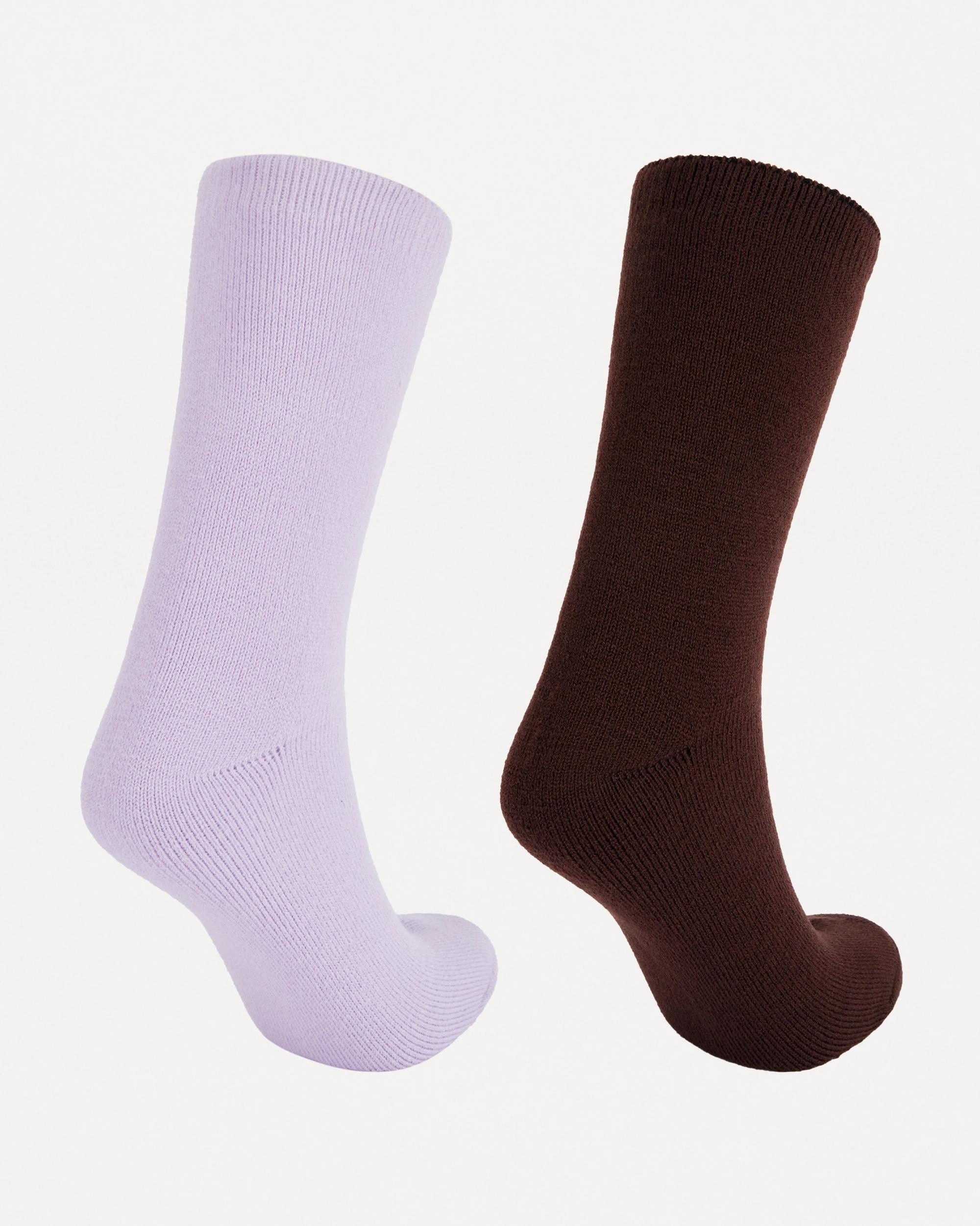 2 2 Pack Bed Socks Lav Choc, 2 of 3