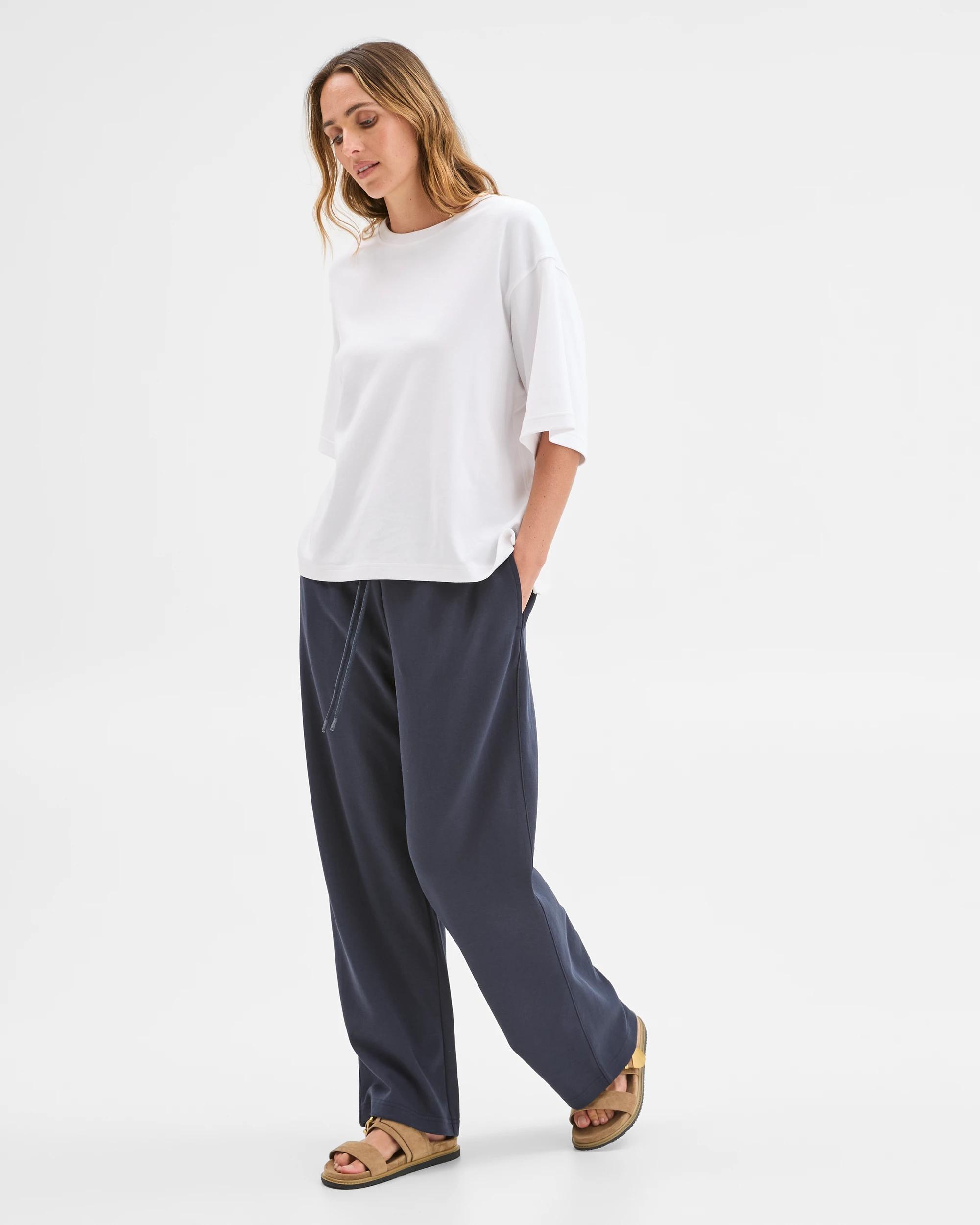 3 Target Woman Australian Cotton Blend Wide Leg Interlock Pants NIGHT SKY, 3 of 6