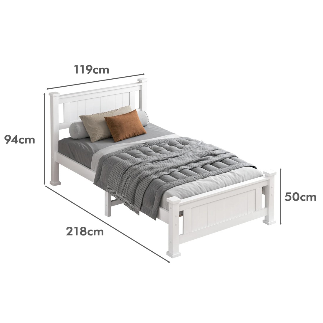 9 Alfordson Bed Frame Wooden Timber King Single Mattress Base Platform Arne - White, 9 of 10