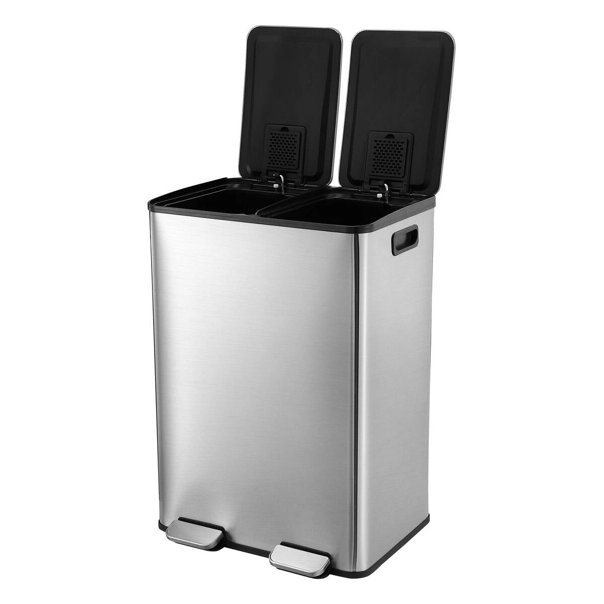 2 Maxkon 60L Rubbish Bin Dual Compartment Pedal Garbage Can Recycling Trash Waste Stainless Steel Trashcan Soft, 2 of 3