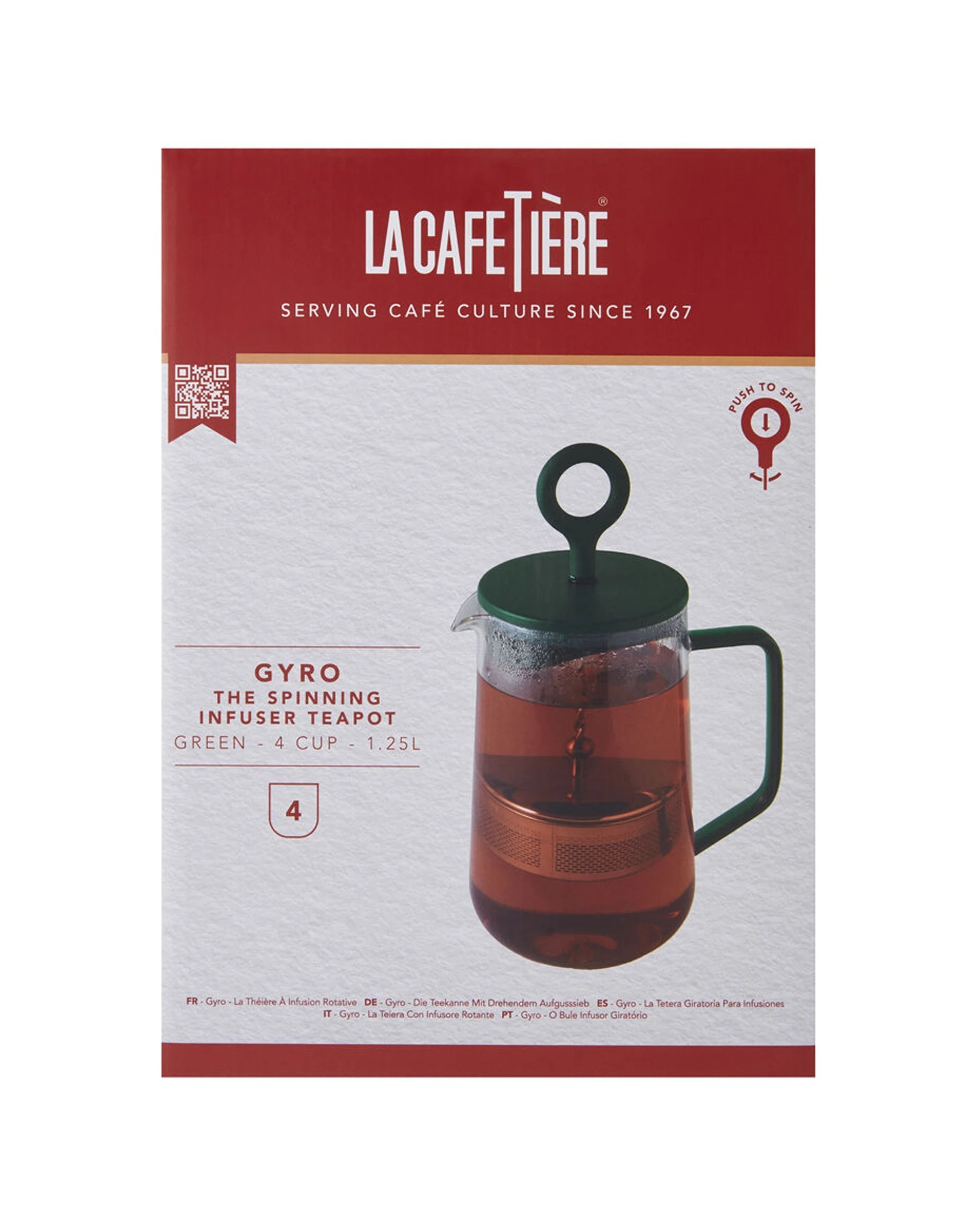 6 La Cafetiere Gyro Glass Spinning Infuser 1.25L Teapot - Green, 6 of 6