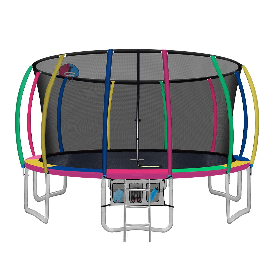 1 Everfit 16FT Trampoline for Kids w/ Ladder Enclosure Safety Net Rebounder - Grey, 1 of 7