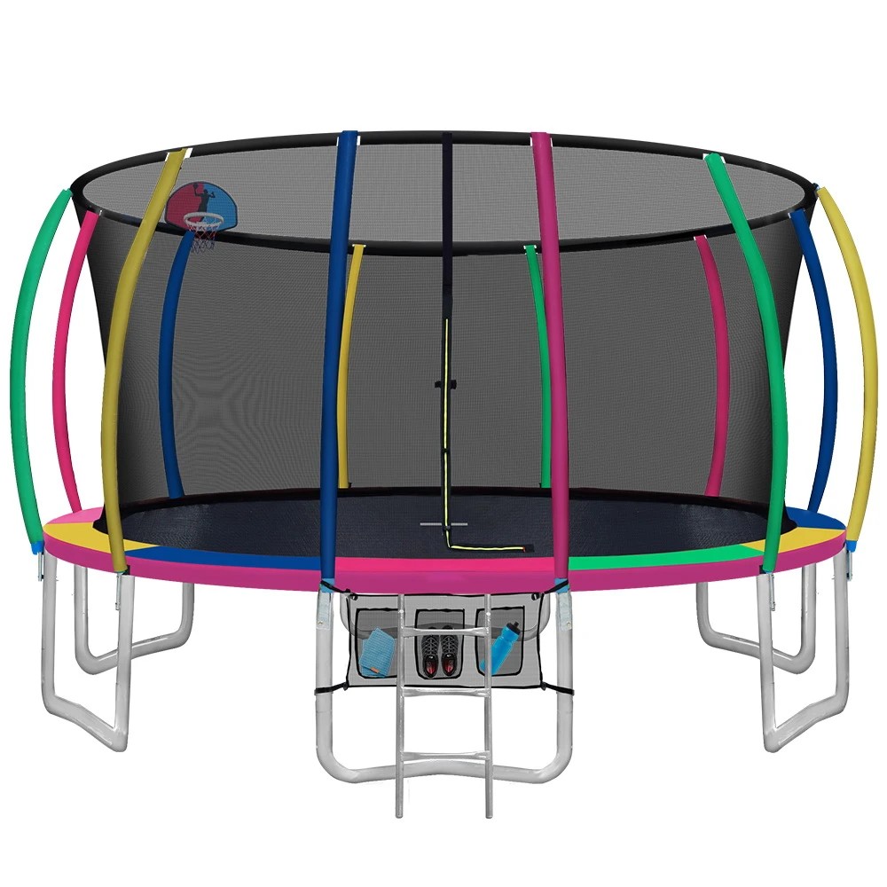 1 Everfit 16FT Trampoline for Kids w/ Ladder Enclosure Safety Net - Grey, 1 of 7