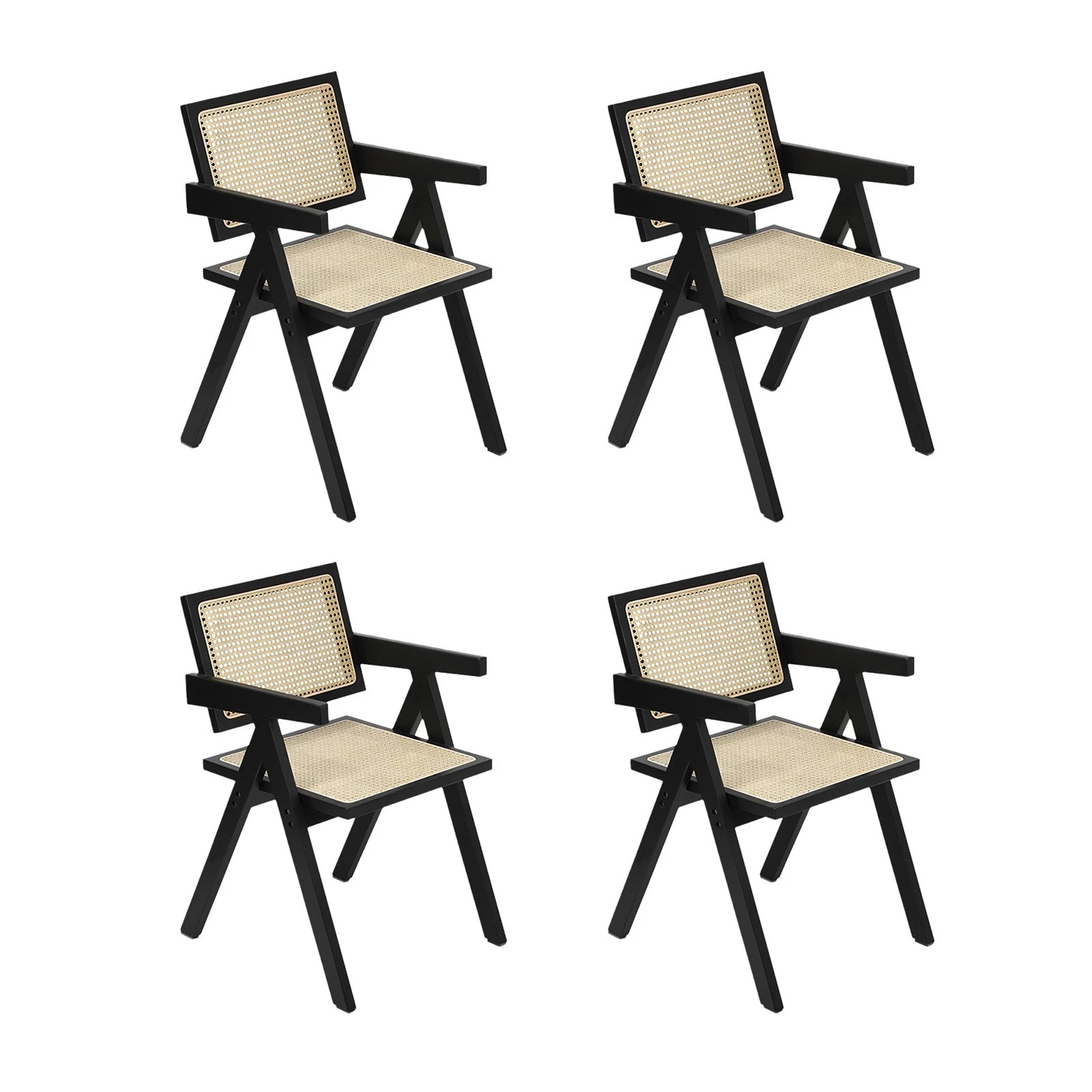 9 Oikiture 5PCS Dining Table Set Round Dining Table and Chairs Rubberwood - Black, 9 of 10