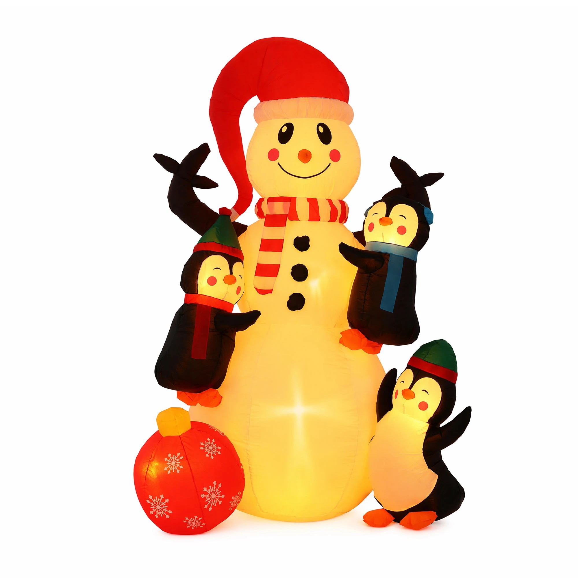 1 Jingle Jollys Christmas Inflatable Snowman 1.8M Height LED Outdoor Decorations Warm Light - Multi, 1 of 9