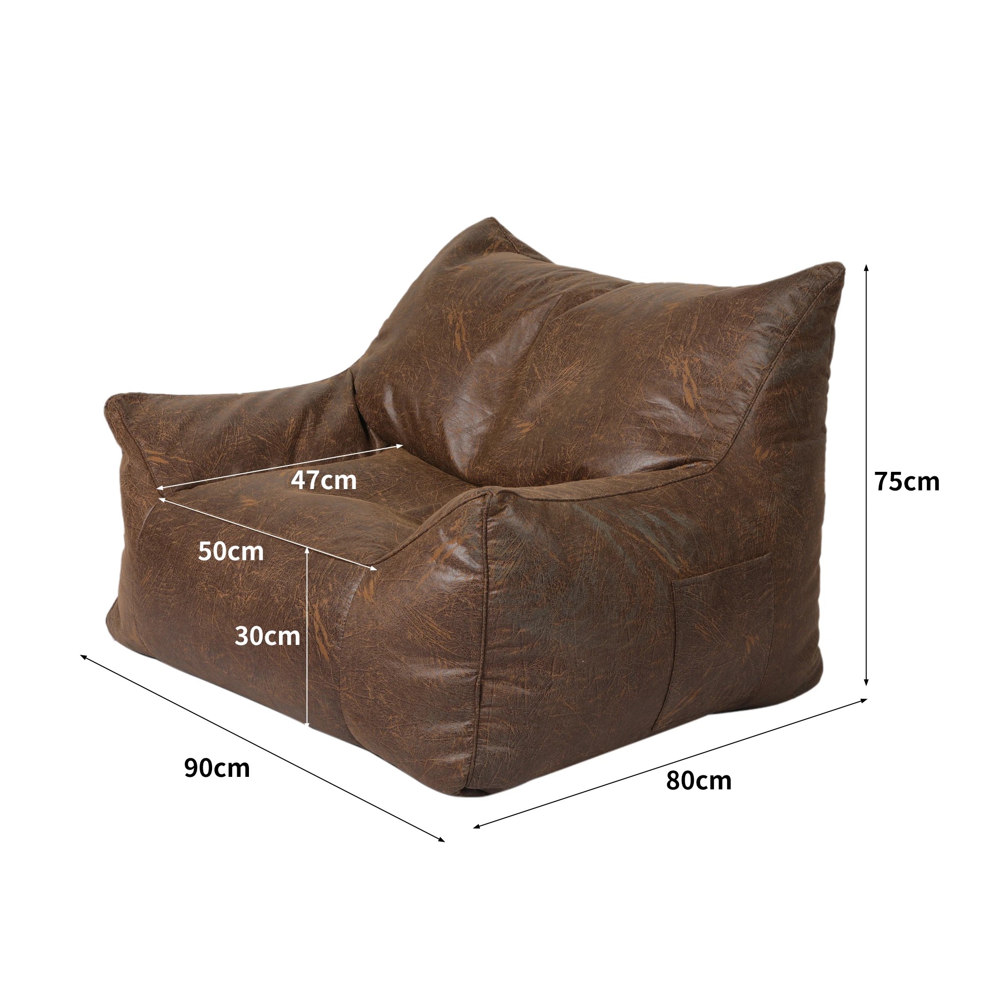 3 Marlow Bean Bag  PU Cover Only - Brown, 3 of 6