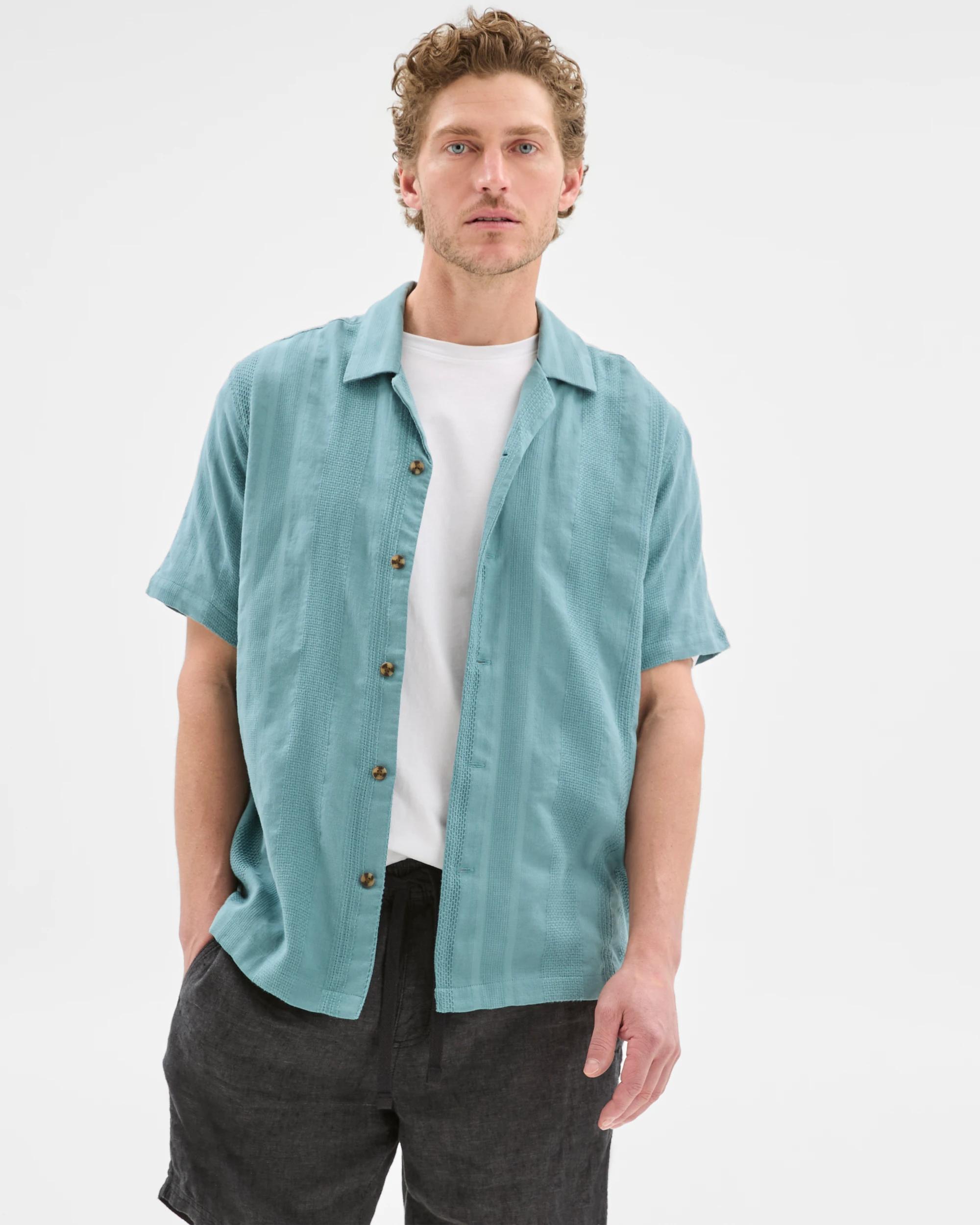 2 Target Australian Cotton Short Sleeve Stripe Shirt GREEN, 2 of 5