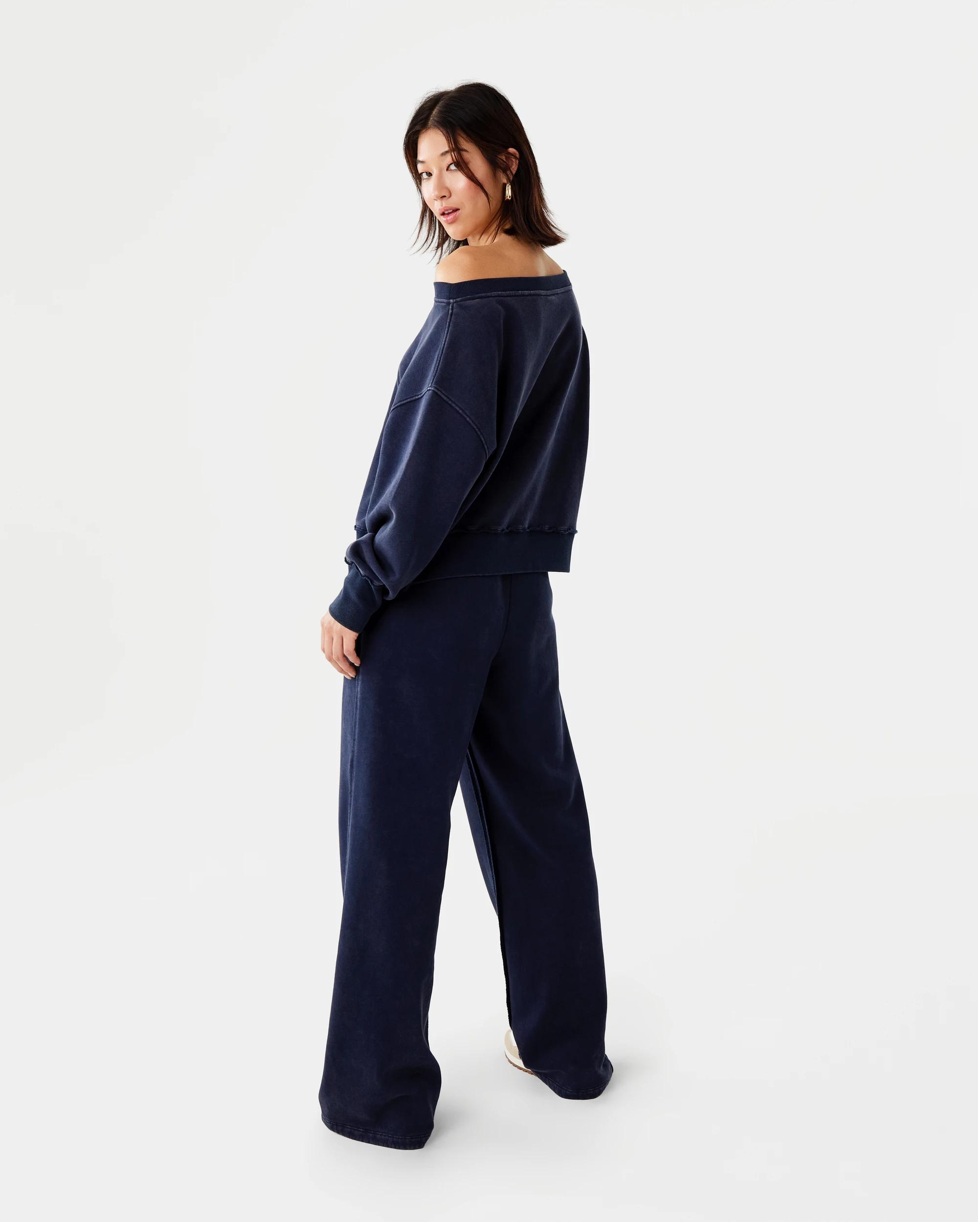 4 Off The Shoulder Sweatshirt Blu Pcoat, 4 of 8