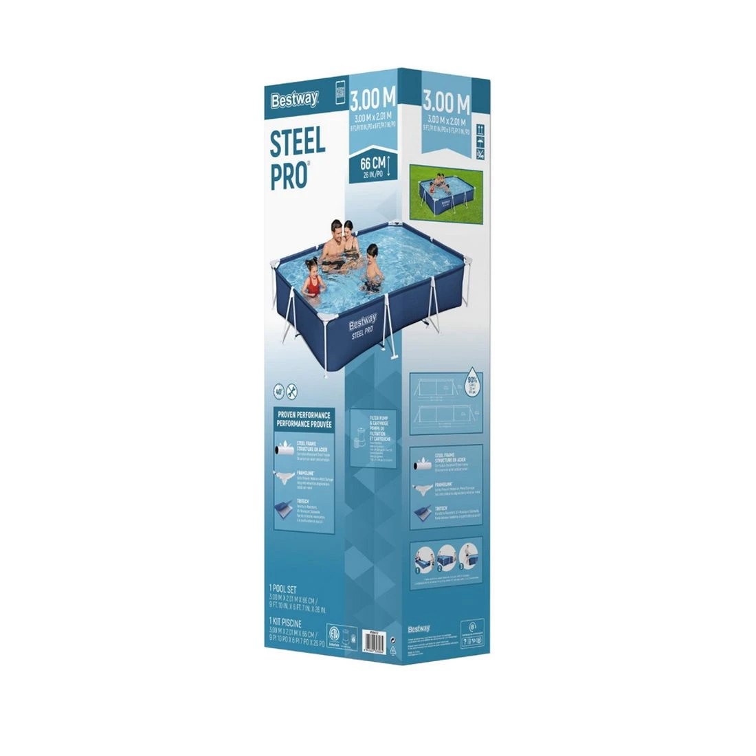 4 Bestway Swimming Pool 221x150x43cm Steel Frame Above Ground Pools 1200L - Multi, 4 of 5