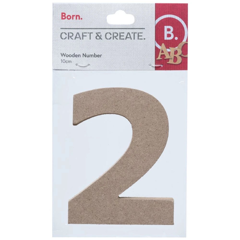 1 Born Wooden Number 2 10cm, 1 of 3