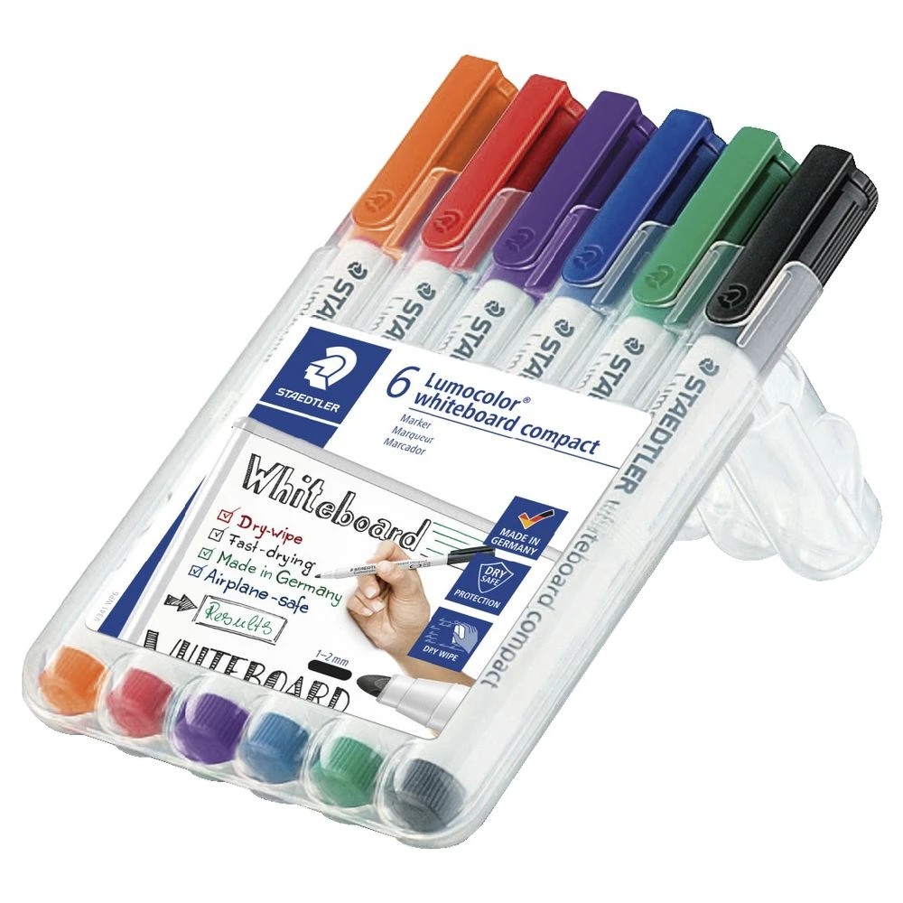2 Staedtler Lumocolor Compact Whiteboard Marker Assorted 6 Pack, 2 of 9