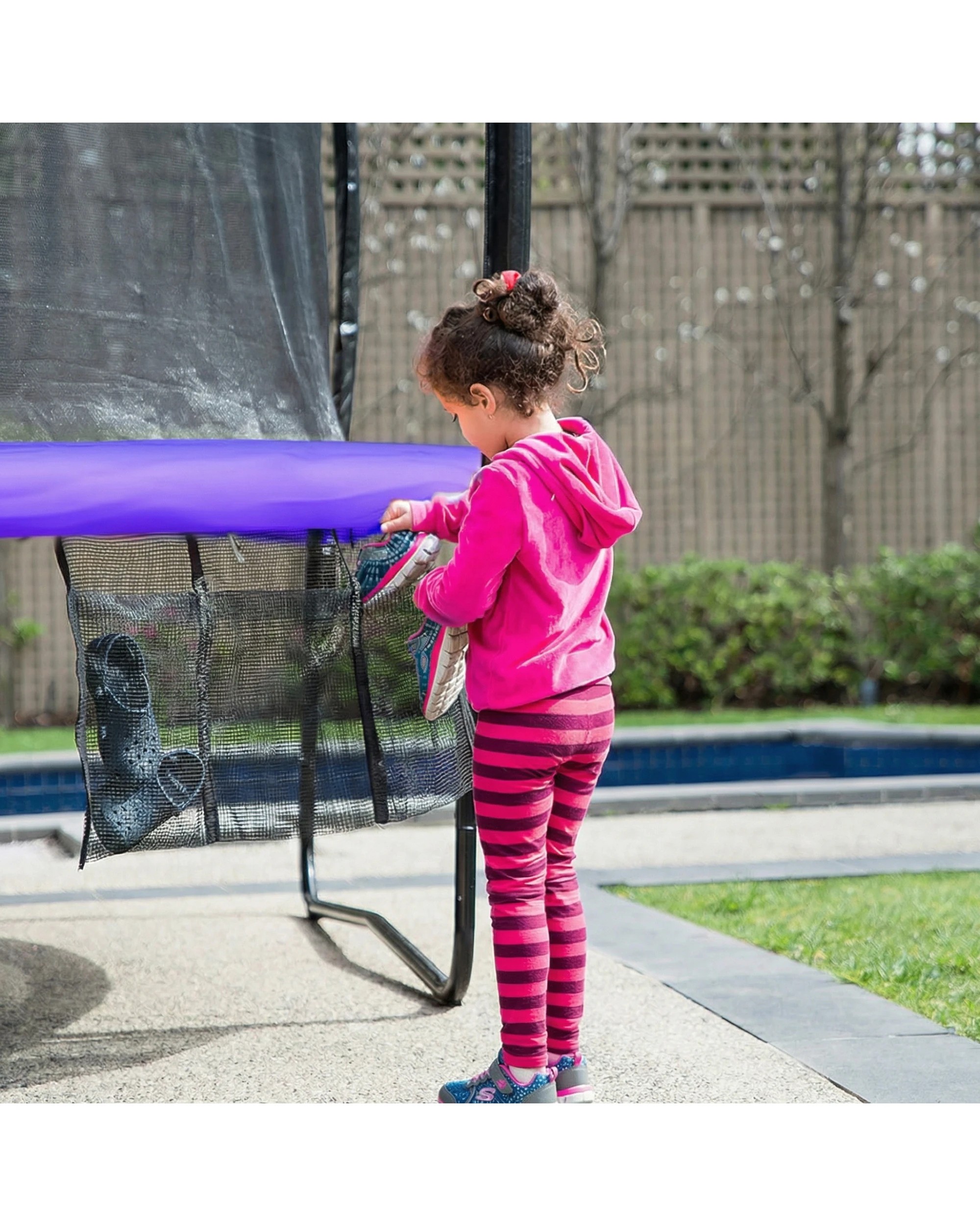 5 Kahuna 14ft Trampoline with Basketball Set and Roof in Purple, 5 of 10
