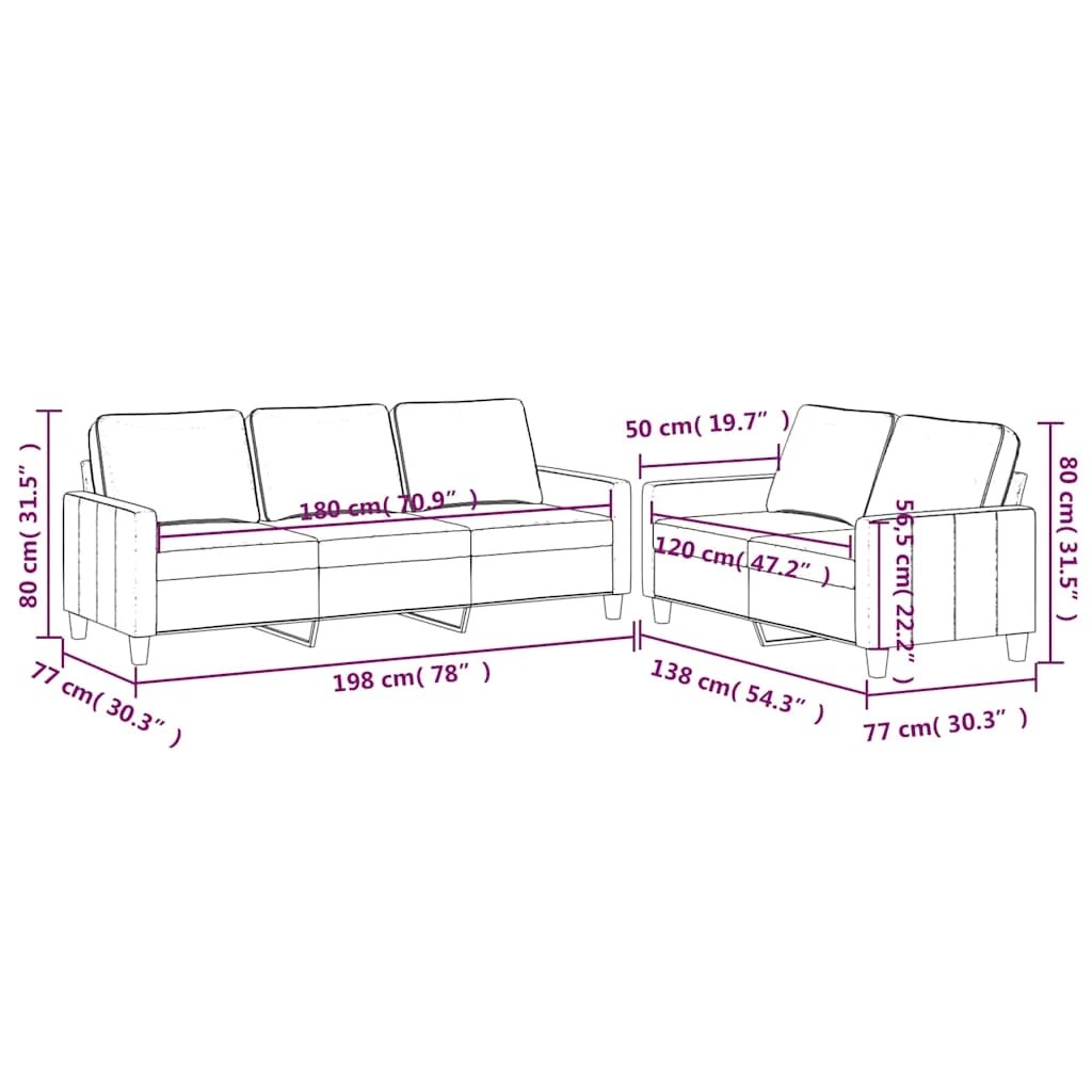 6 Vidaxl 2 Piece Sofa Set With Cushions Velvet - Black, 6 of 6