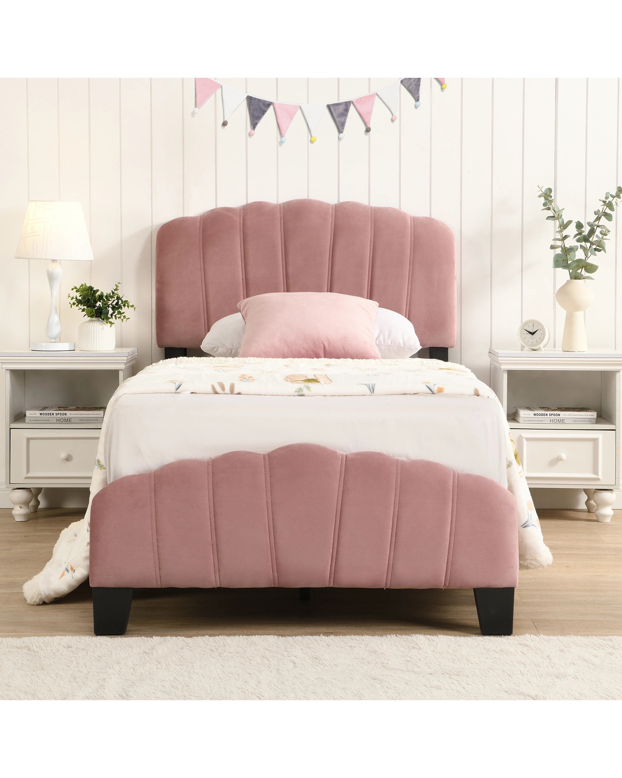 3 IHOMDEC BEF04 Single Kid's Bed Frame - Pink - Pink, 3 of 10