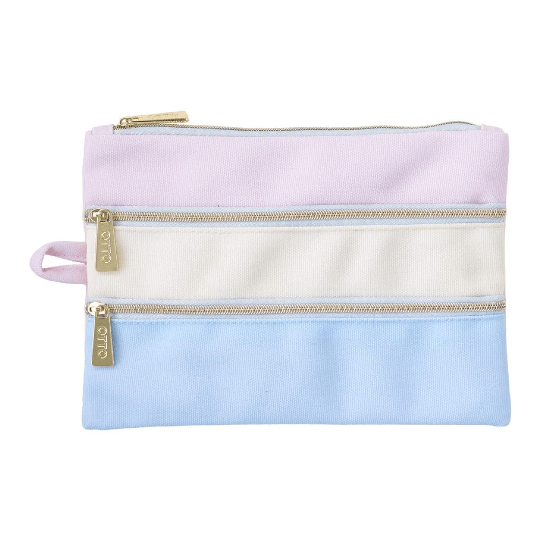 1 Otto Triple Zip Pencil Case Pink/Yellow/Blue, 1 of 3