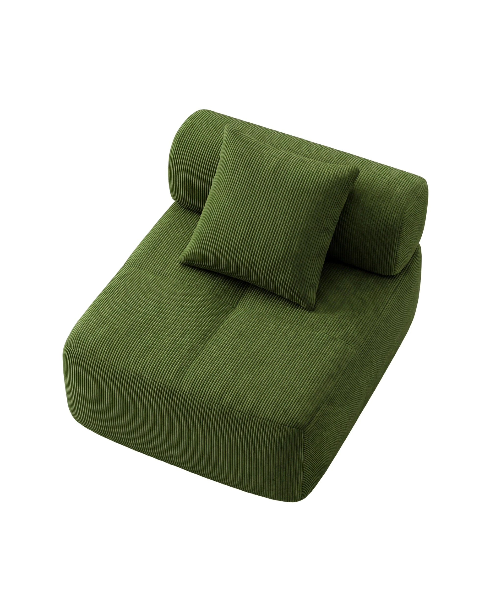 1 Advwin Armless Corduroy Fabric Modular Sponge Cloud Sofa Chair - Green, 1 of 4