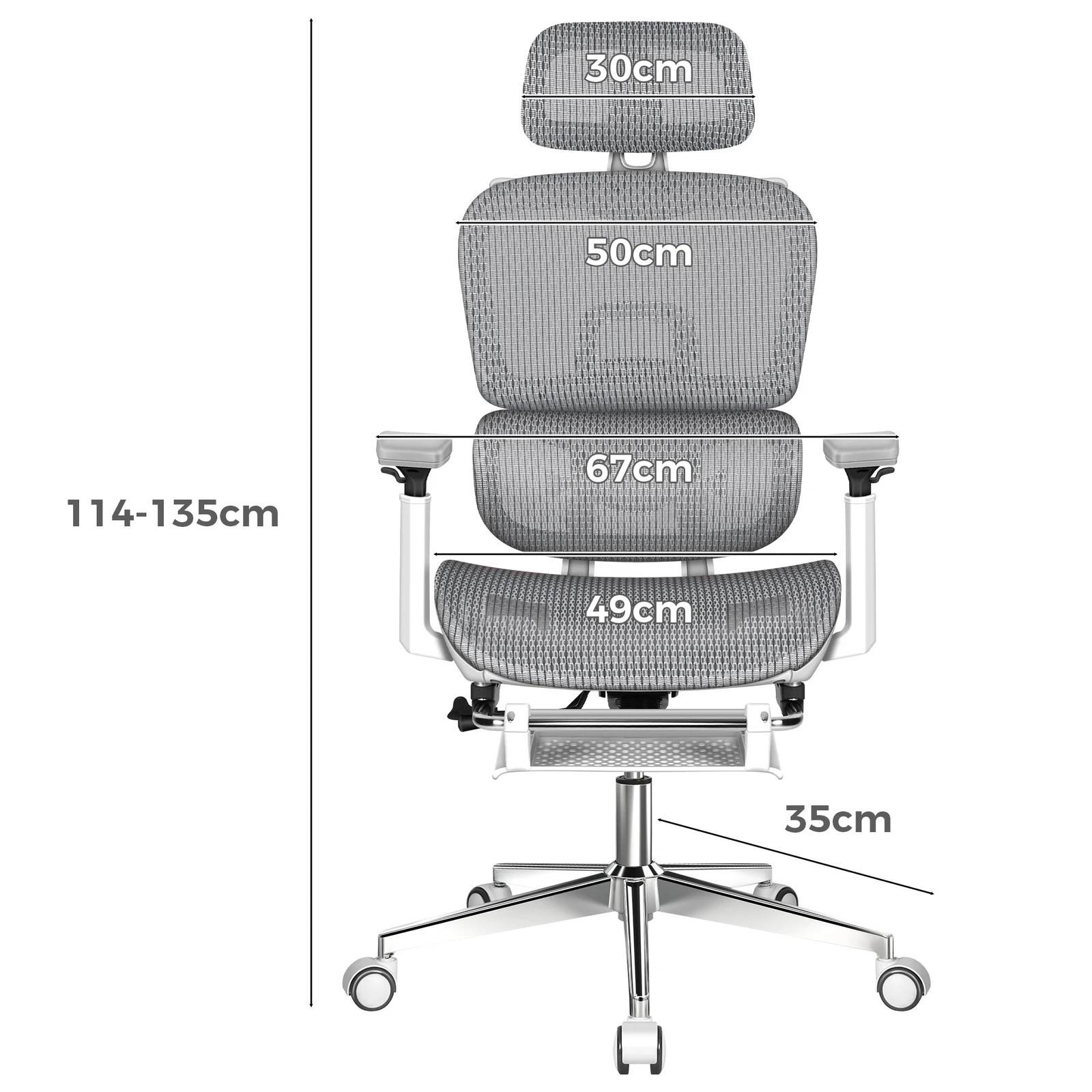 10 Alfordson Ergonomic Office Chair Mesh Executive Racing Computer Seat - White Grey, 10 of 10