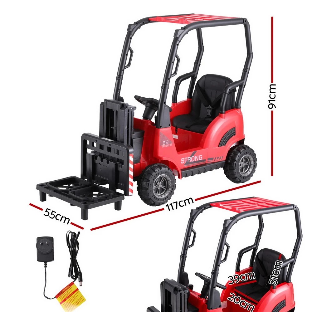 2 Rigo Kids Electric Ride On Car Forklift Loader Toys Cars Horn Remote 12V - Red, 2 of 5