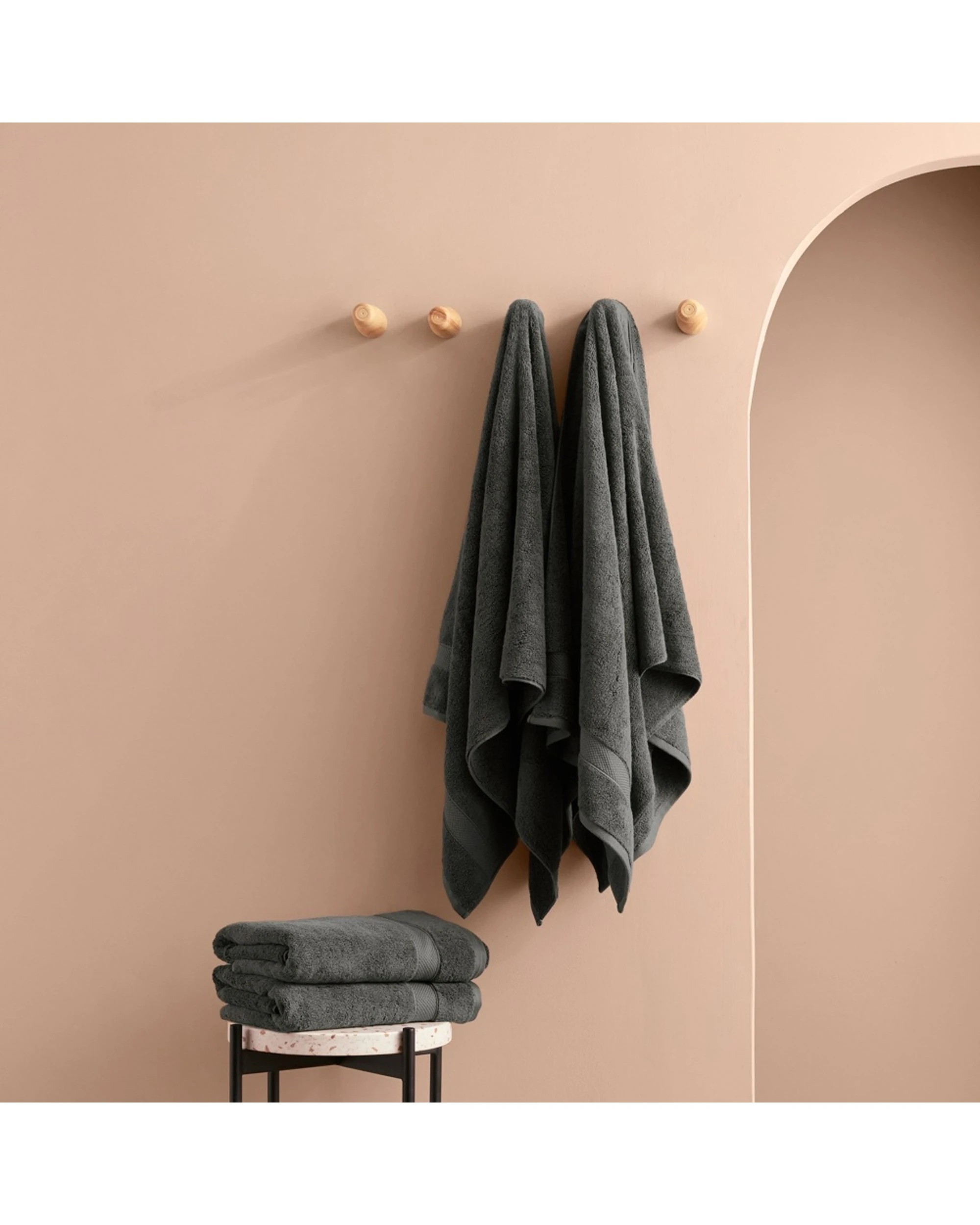 3 Bedding co 4pc Egyptian Cotton Luxury Bath Towel Set Ultra Soft Dark - Grey, 3 of 4