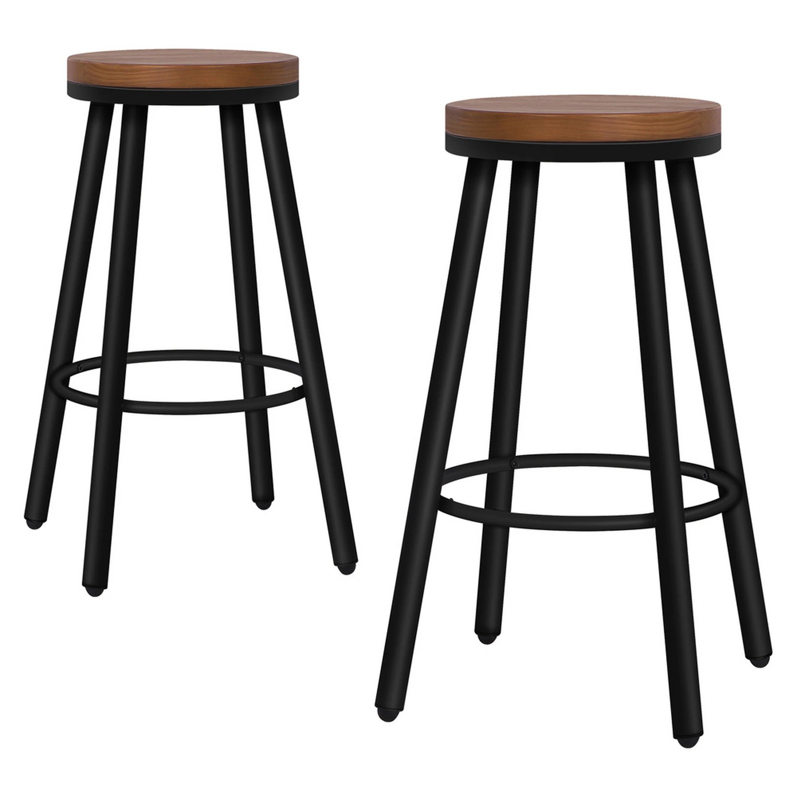 1 Alfordson 2x Bar Stools Retro Kitchen Vintage Chair Industrial Rocio - Black, 1 of 10