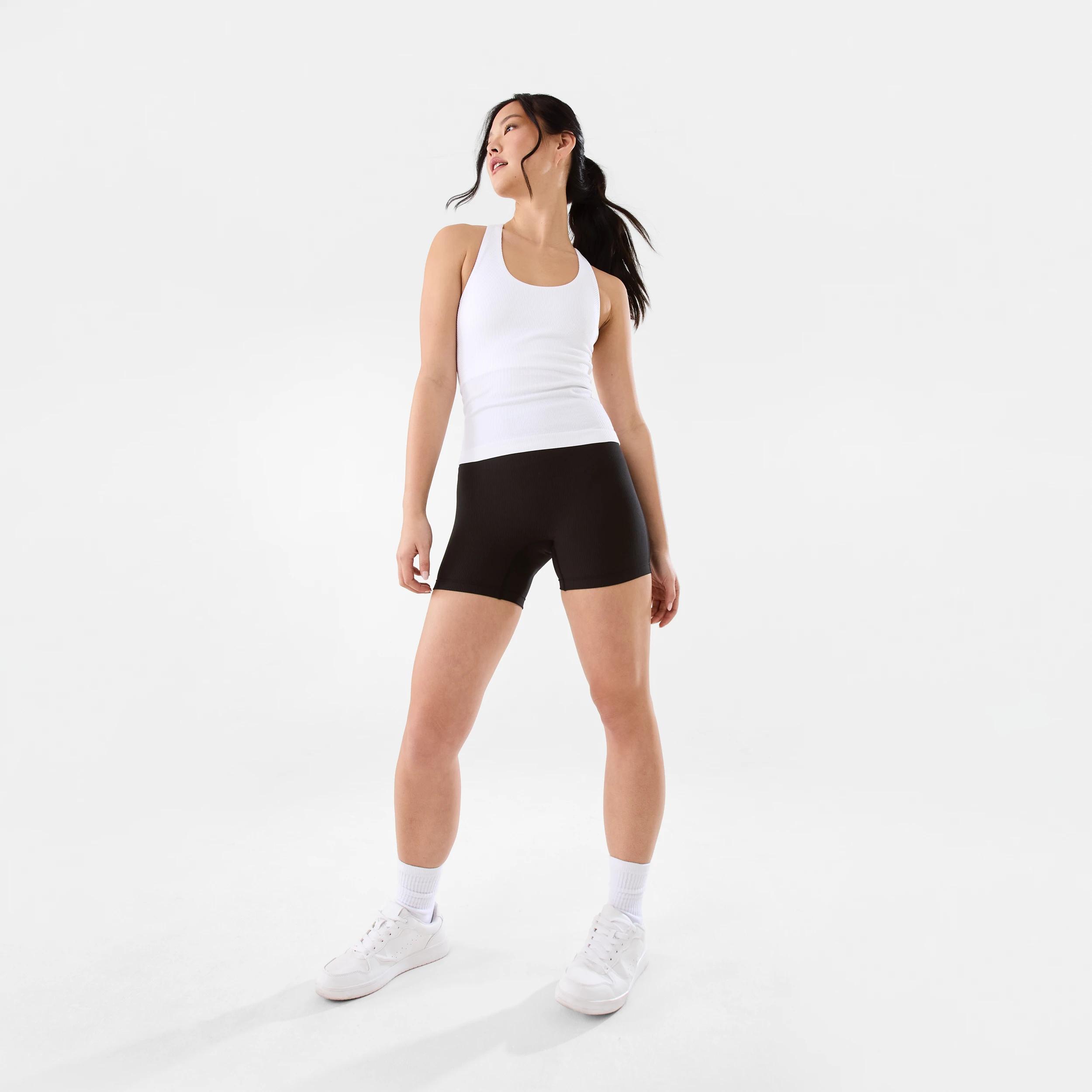 1 Active Womens Rib Bike Shorts BLACK, 1 of 6