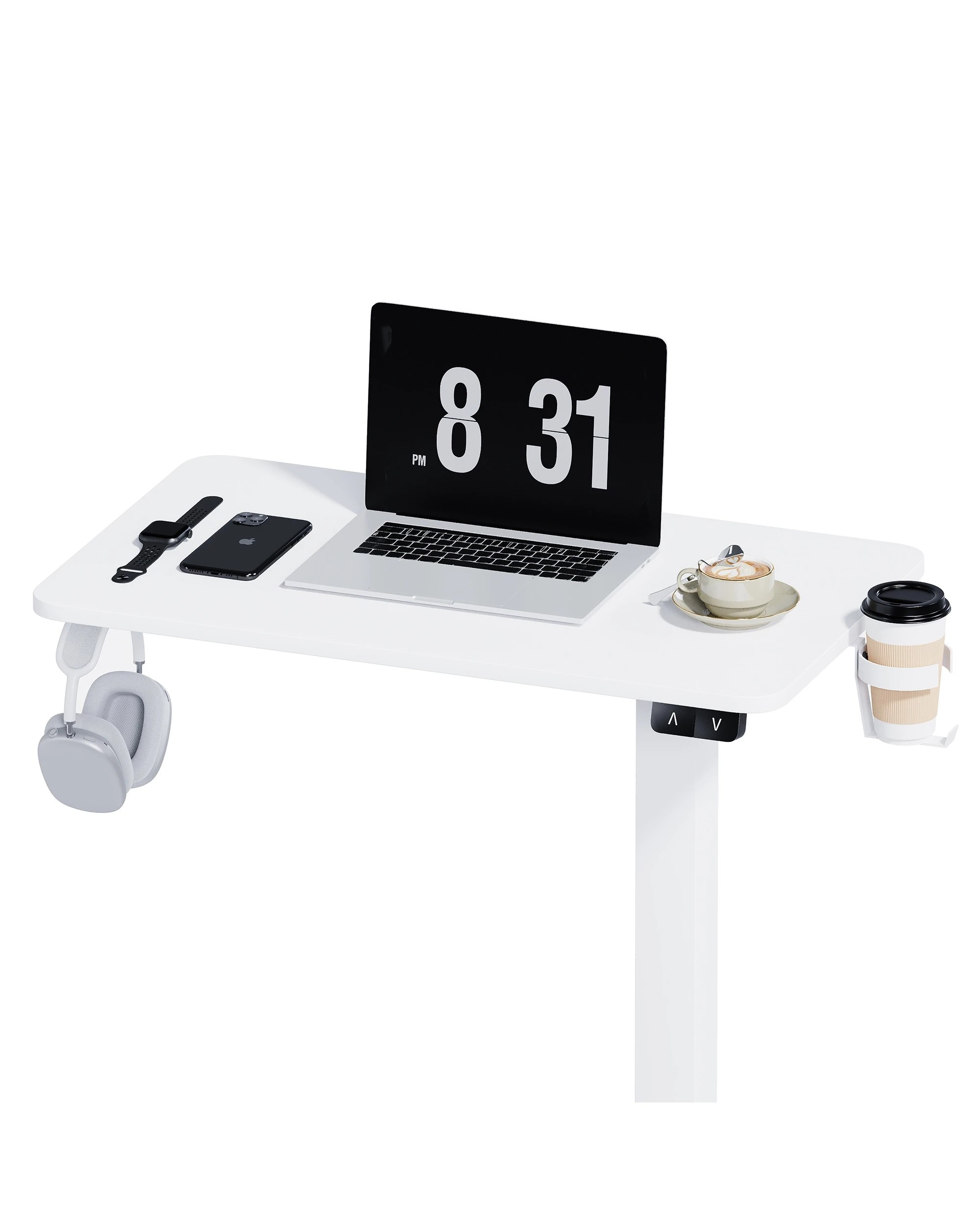 5 Advwin Portable Electric Standing Desk Height Adjustable Small Mobile Table - White, 5 of 7