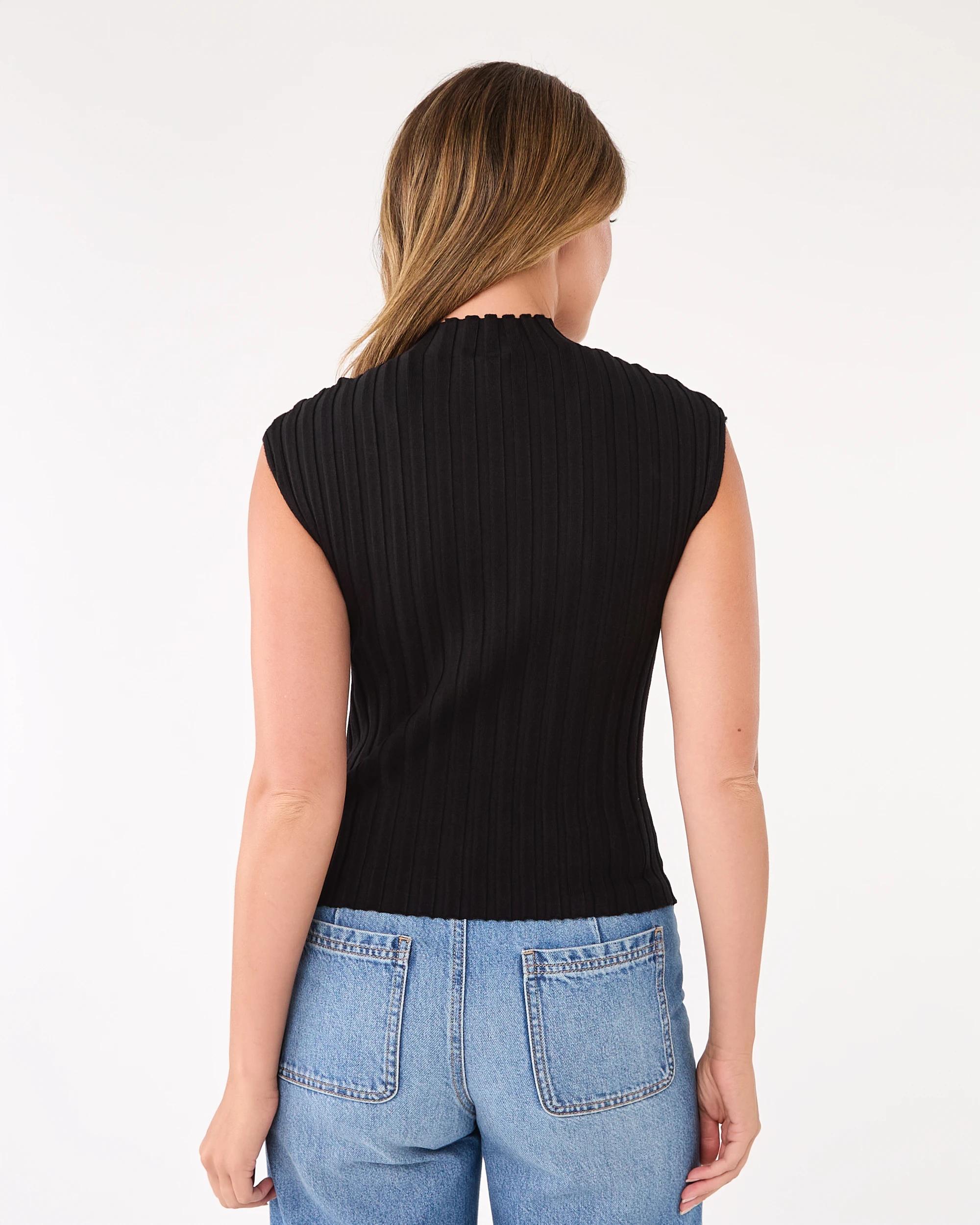 3 Short Sleeve Cap Sleeve Top Black, 3 of 7