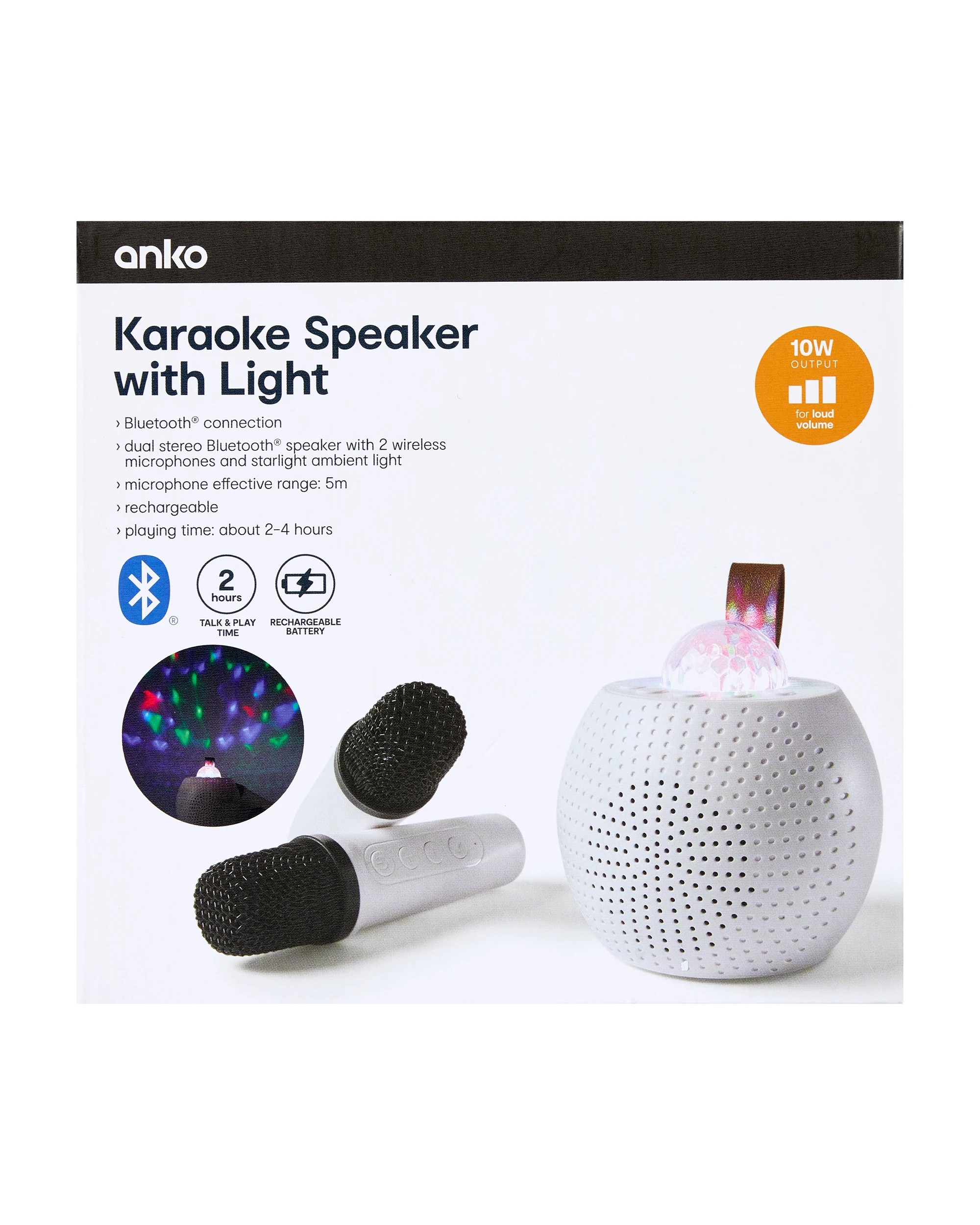 10 Karaoke Speaker with Light - White, 10 of 10