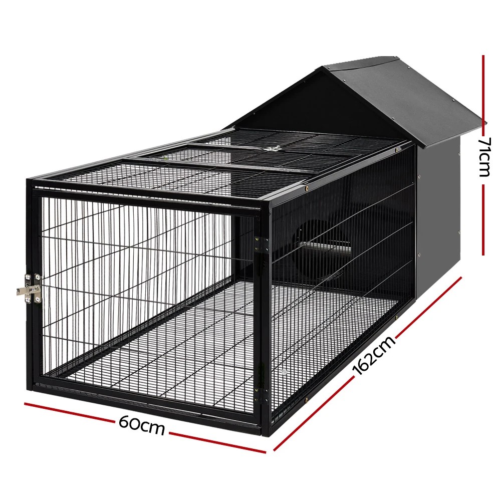2 i.Pet Rabbit Cage Hutch 162x60cm Enclosure - Black, 2 of 6