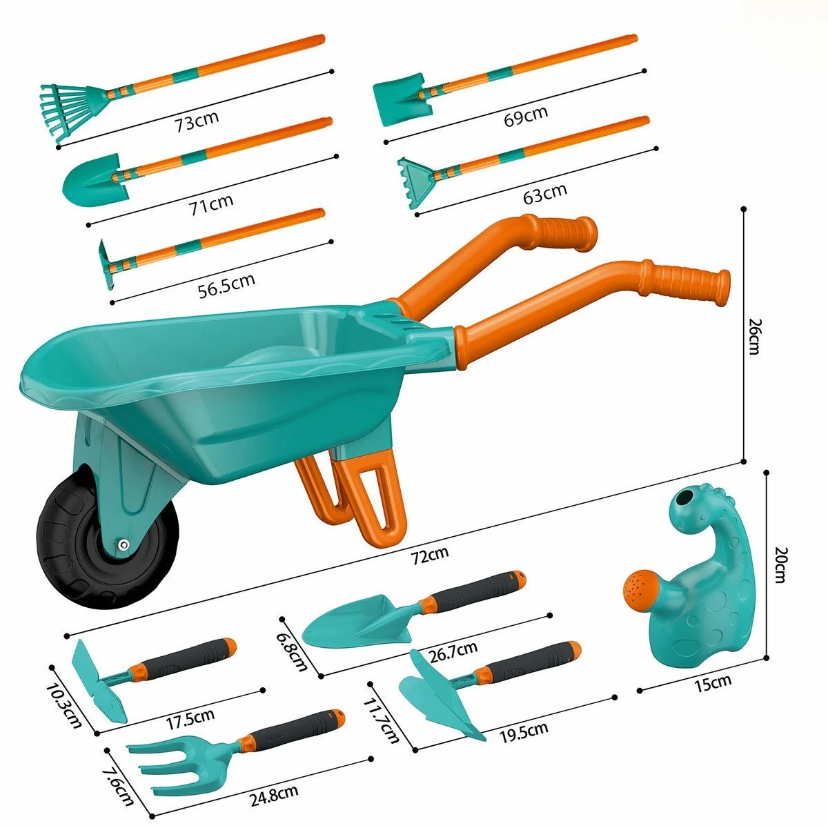 4 AUSWAY Kids Garden Tool Toy Playset Wheelbarrow Rake Hoe Shovel, 4 of 4